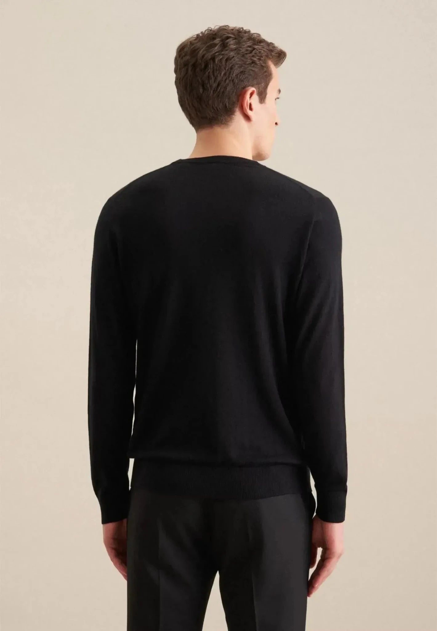 Seidensticker Merino Wool Crewneck Knit Black - 01.251600-39-S - seidensticker.co.uk