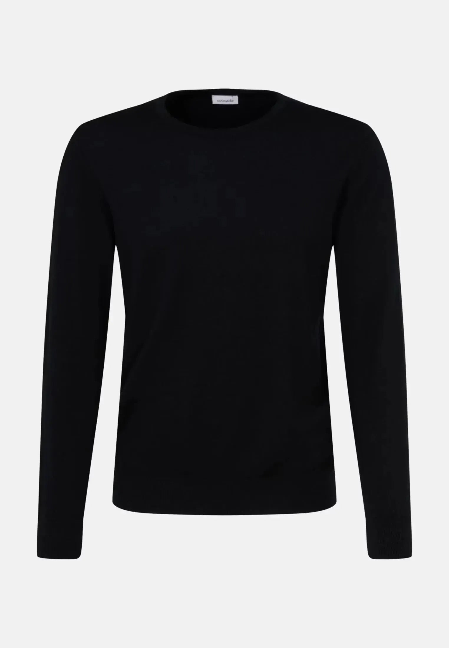 Merino Wool Crewneck Knit Black-seidensticker uk