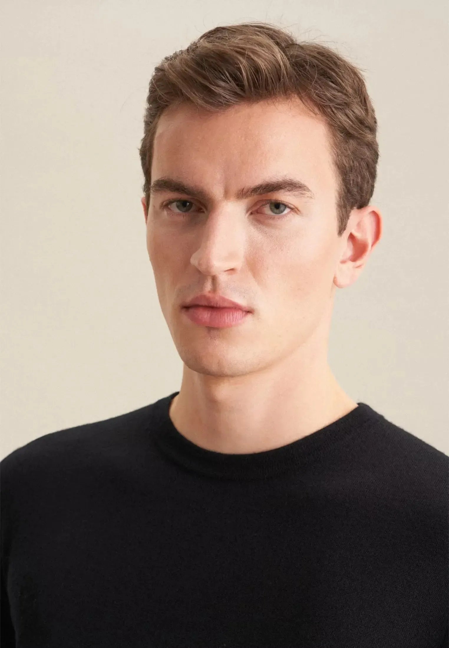 Merino Wool Crewneck Knit Black-seidensticker uk