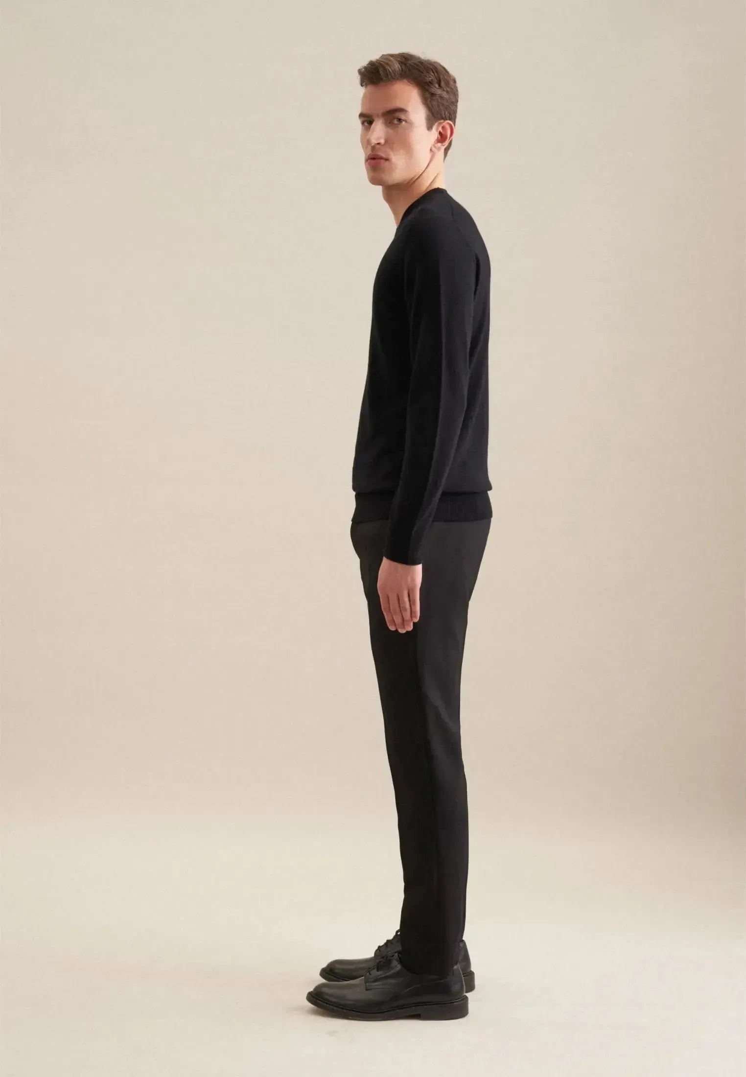 Merino Wool Crewneck Knit Black-seidensticker uk