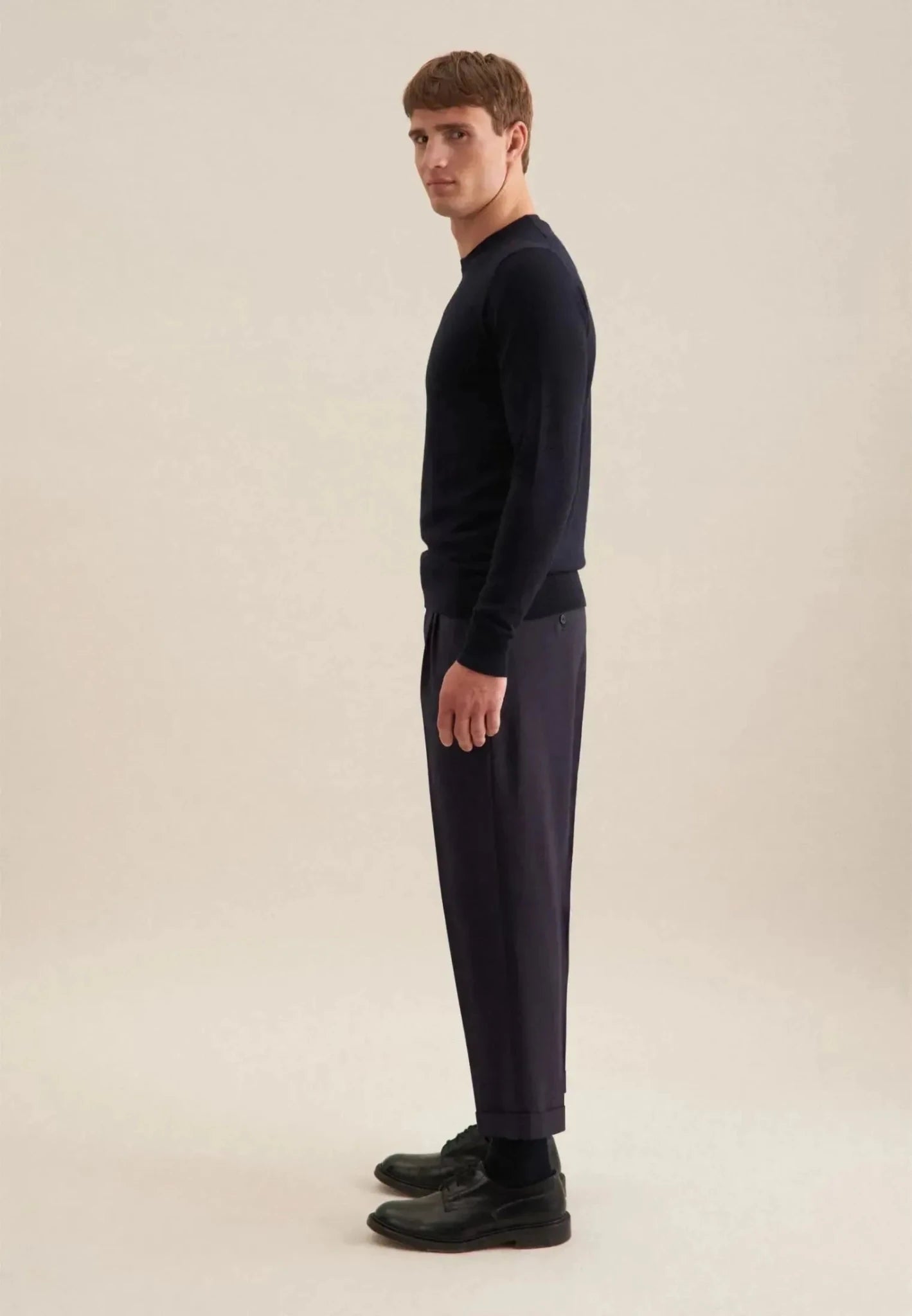 Seidensticker Merino Wool Crewneck Knit Dark Blue - 01.251600-19-S - seidensticker.co.uk