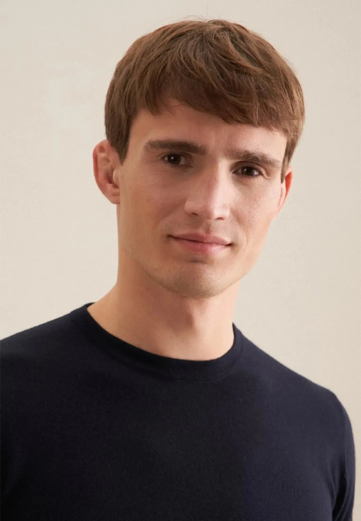 Merino Wool Crewneck Knit Dark Blue-seidensticker uk