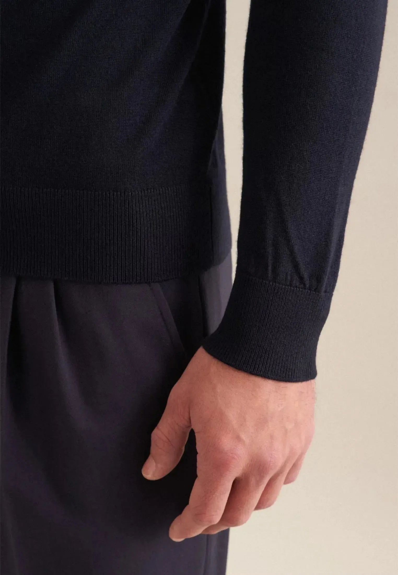 Merino Wool Crewneck Knit Dark Blue-seidensticker uk