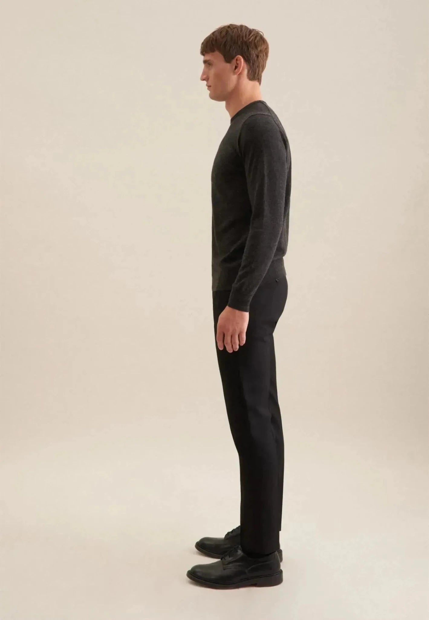 Seidensticker Merino Wool Crewneck Knit Grey - 01.251600-34-S - seidensticker.co.uk