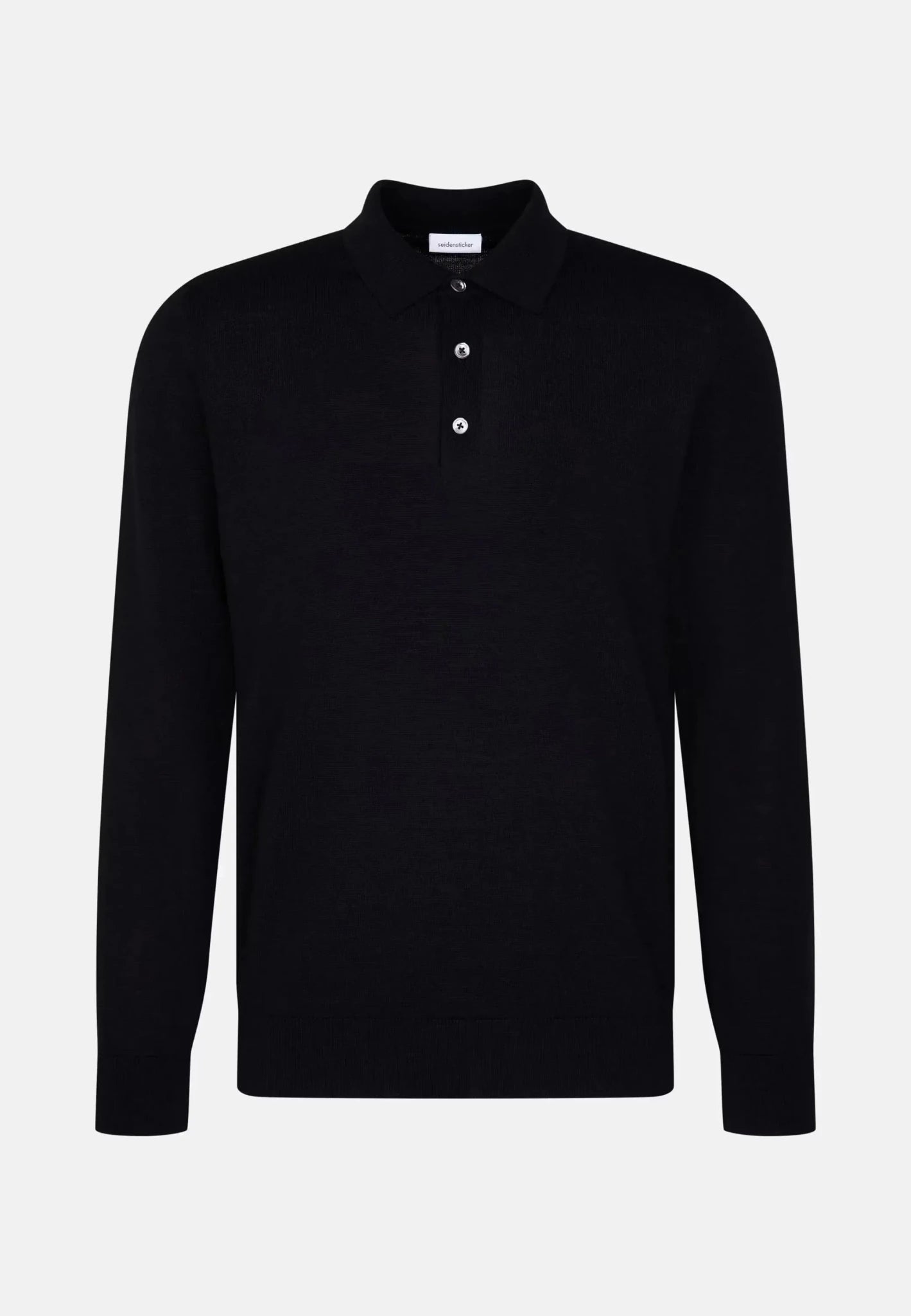 Seidensticker Merino Wool Polo Collar Knit Black - 01.845577-39-S - seidensticker.co.uk