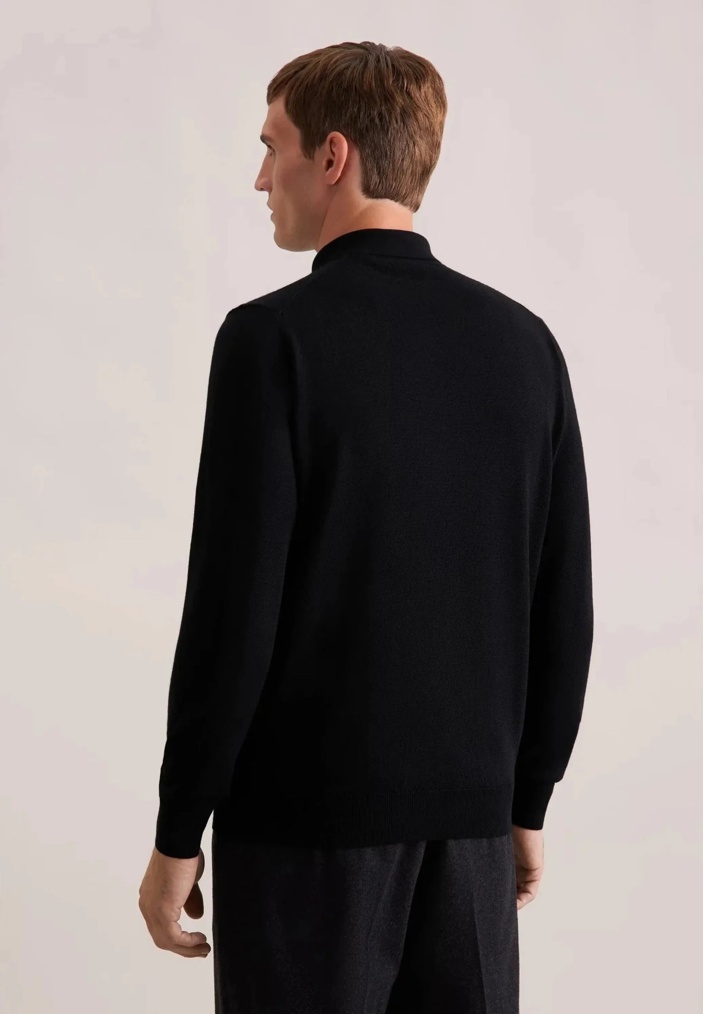 Seidensticker Merino Wool Polo Collar Knit Black - 01.845577-39-S - seidensticker.co.uk