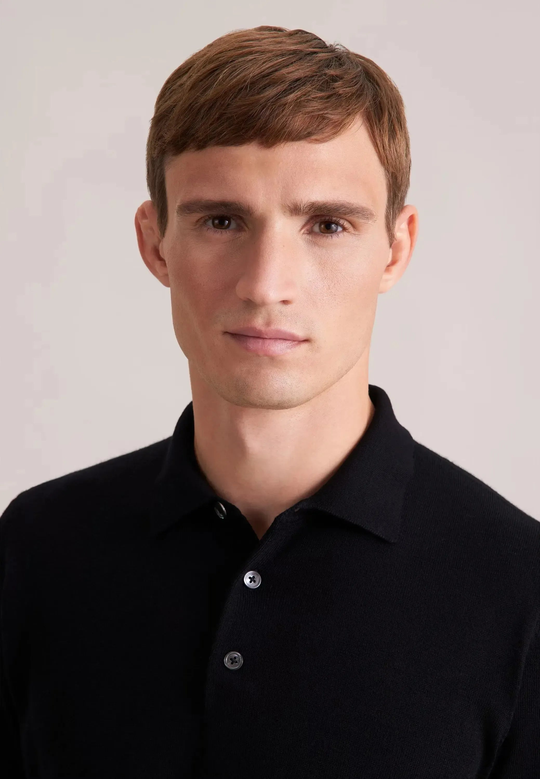 Merino Wool Polo Collar Knit Black-seidensticker uk