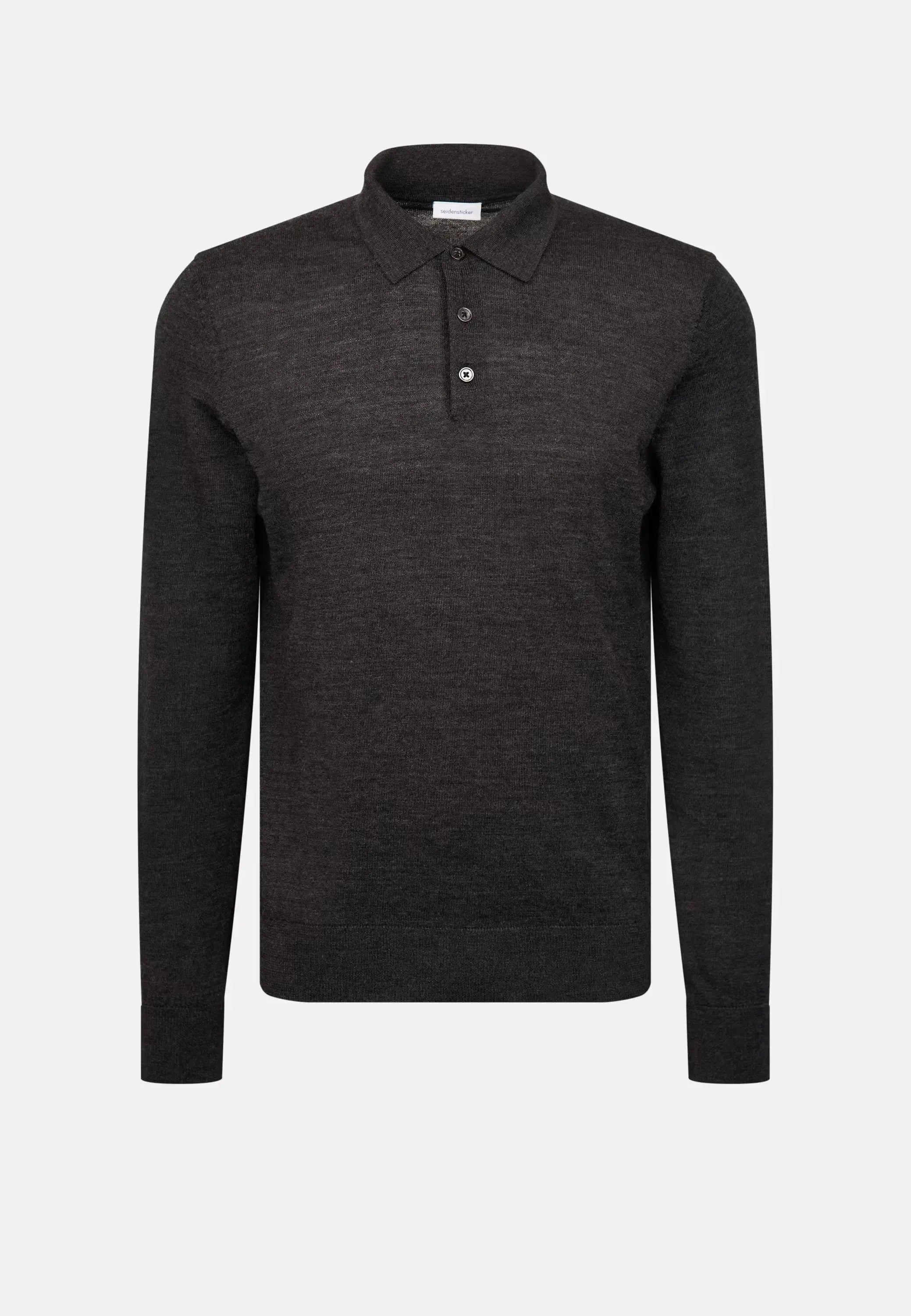 Merino Wool Polo Collar Knit Grey-seidensticker uk