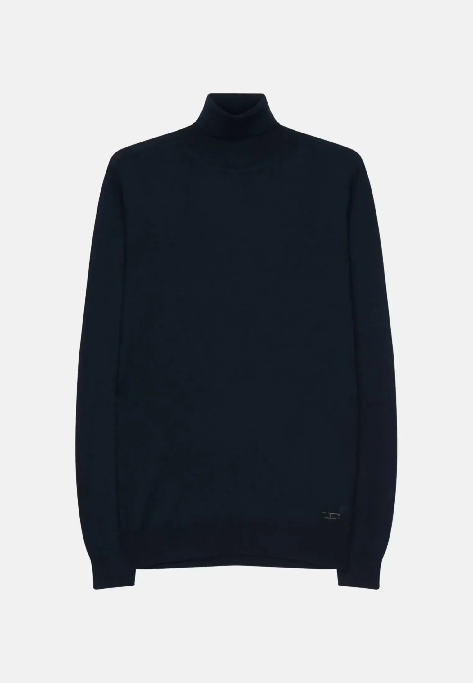 Merino Wool Roll Neck Knit Dark Blue-seidensticker uk