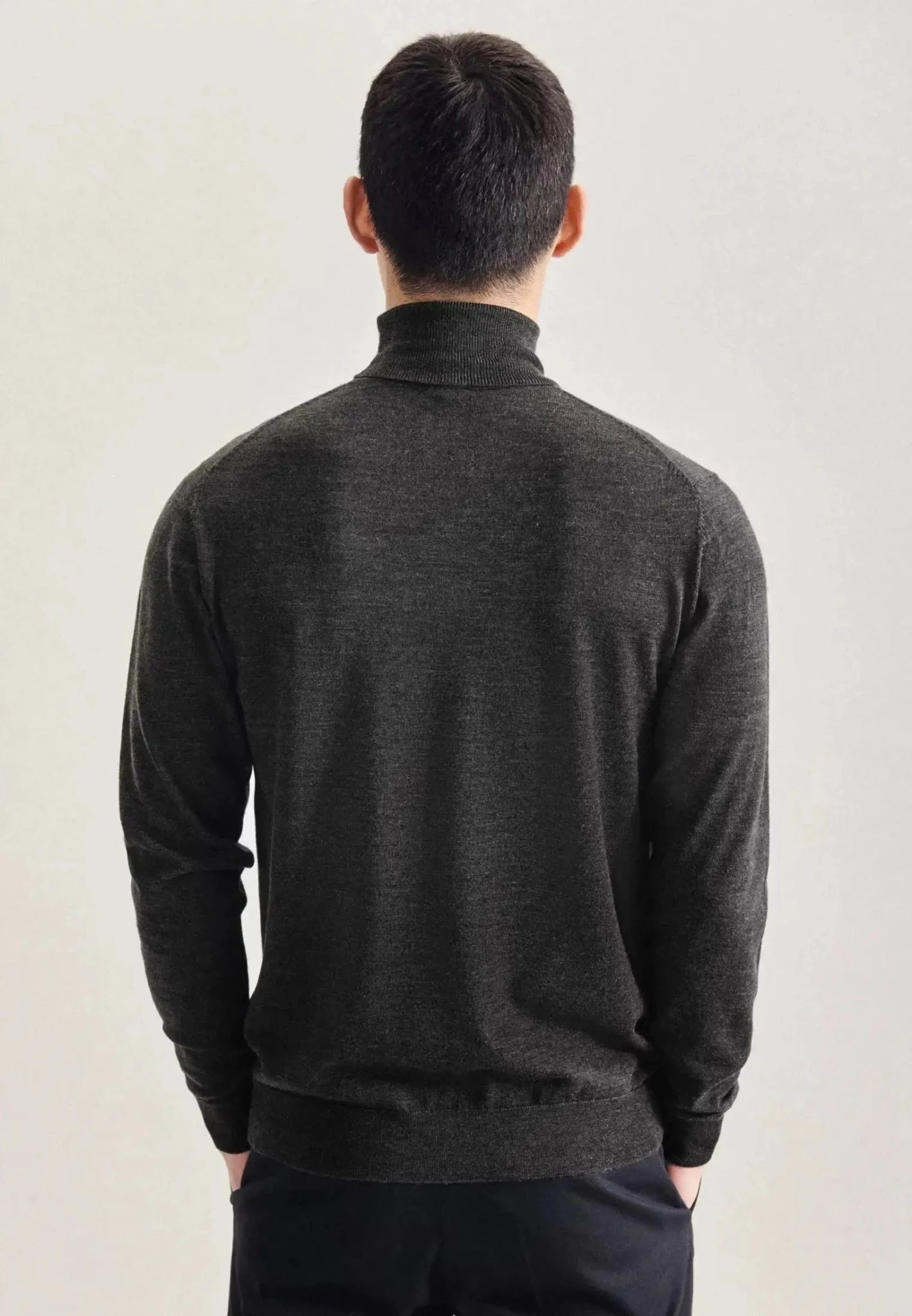 Seidensticker Merino Wool Roll Neck Knit Grey - 01.251580-34-S - seidensticker.co.uk