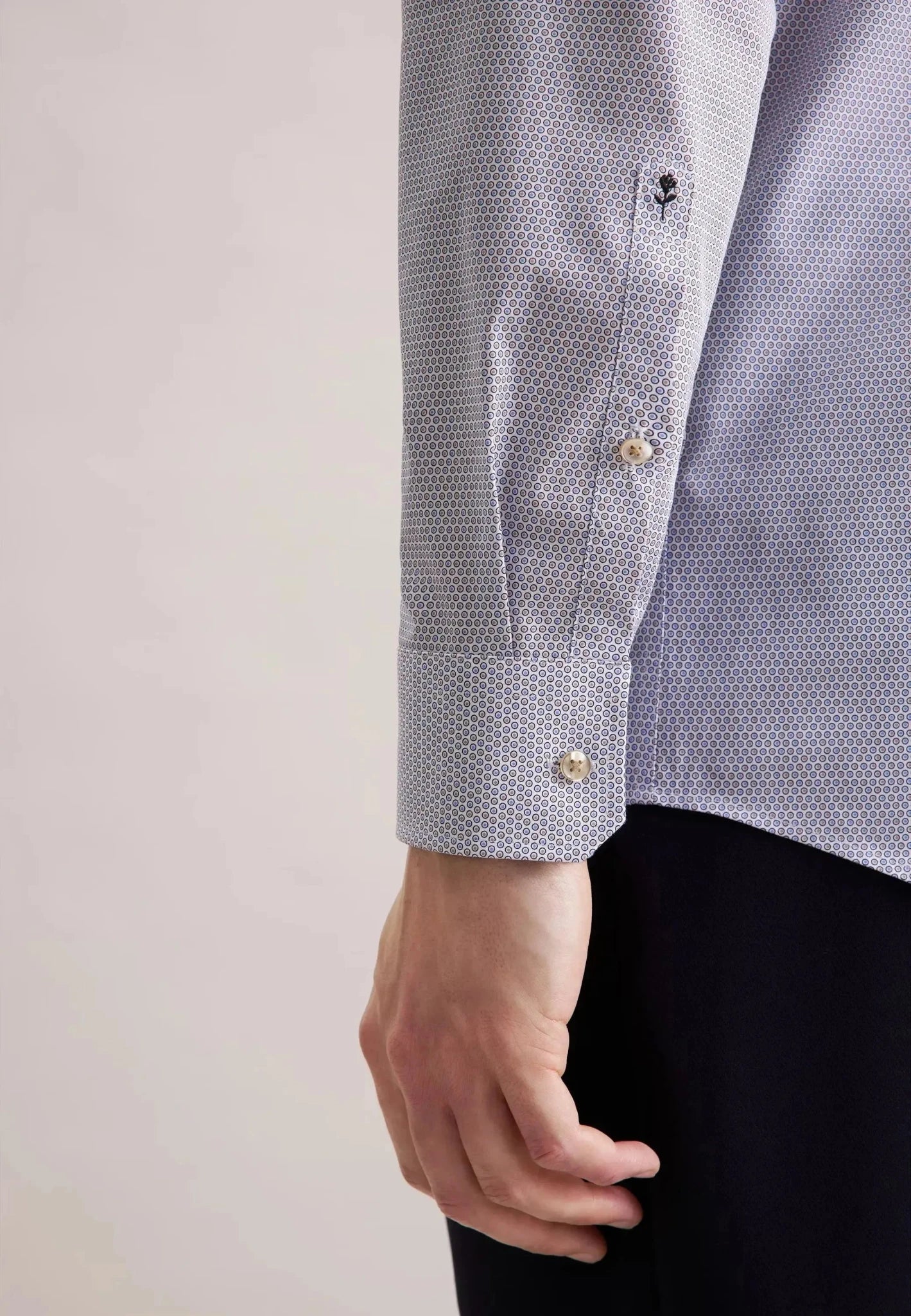 Seidensticker Regular Fit Business Kent Print Pattern Business Shirt Beige - 01.646460-06-37 - seidensticker.co.uk