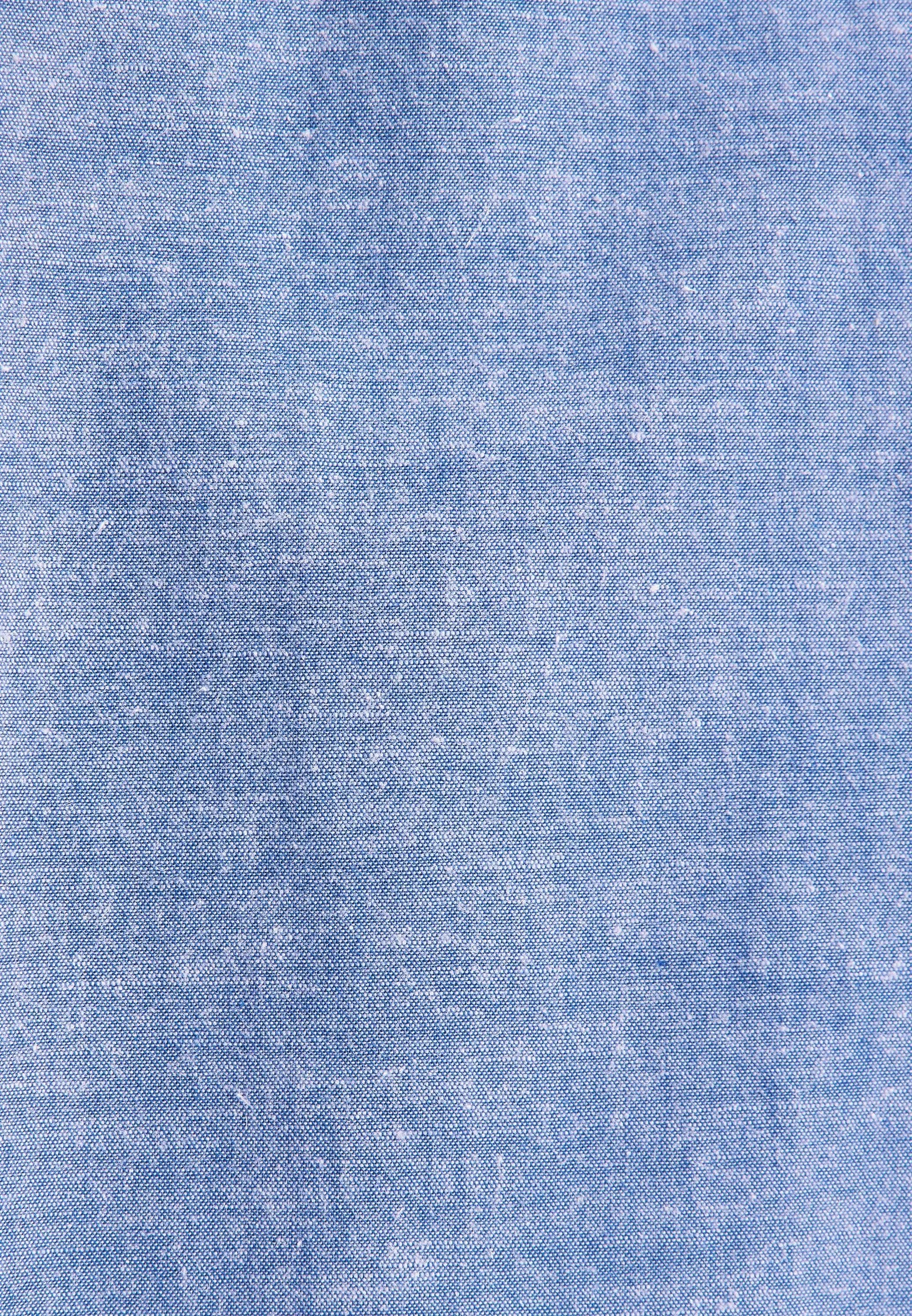 Regular Fit Button Down Linen Blend Chambray Shirt Mid Blue-seidensticker uk