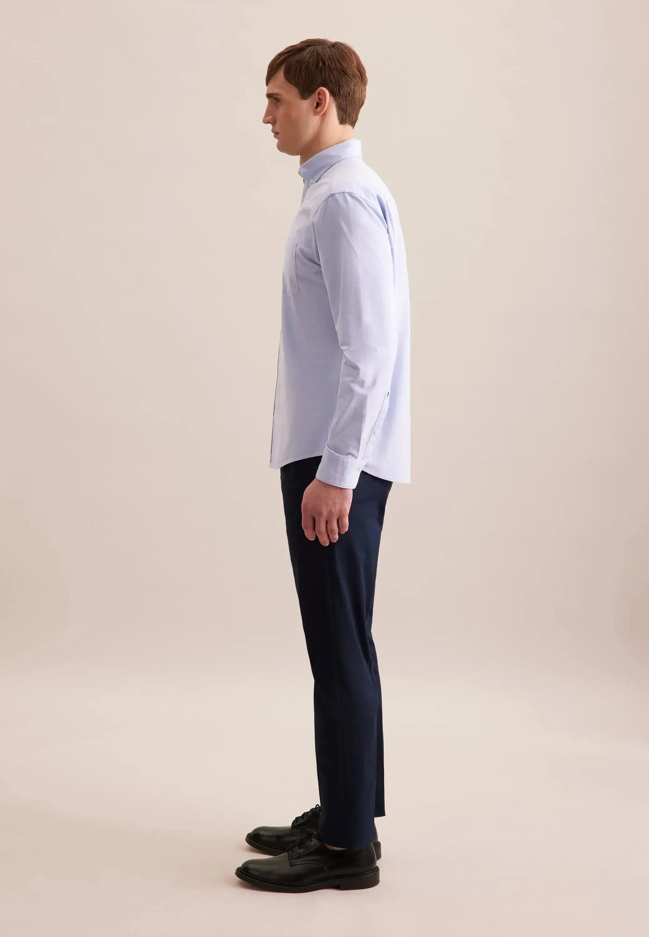 Regular Fit Button Down Oxford Shirt Light Blue-seidensticker uk