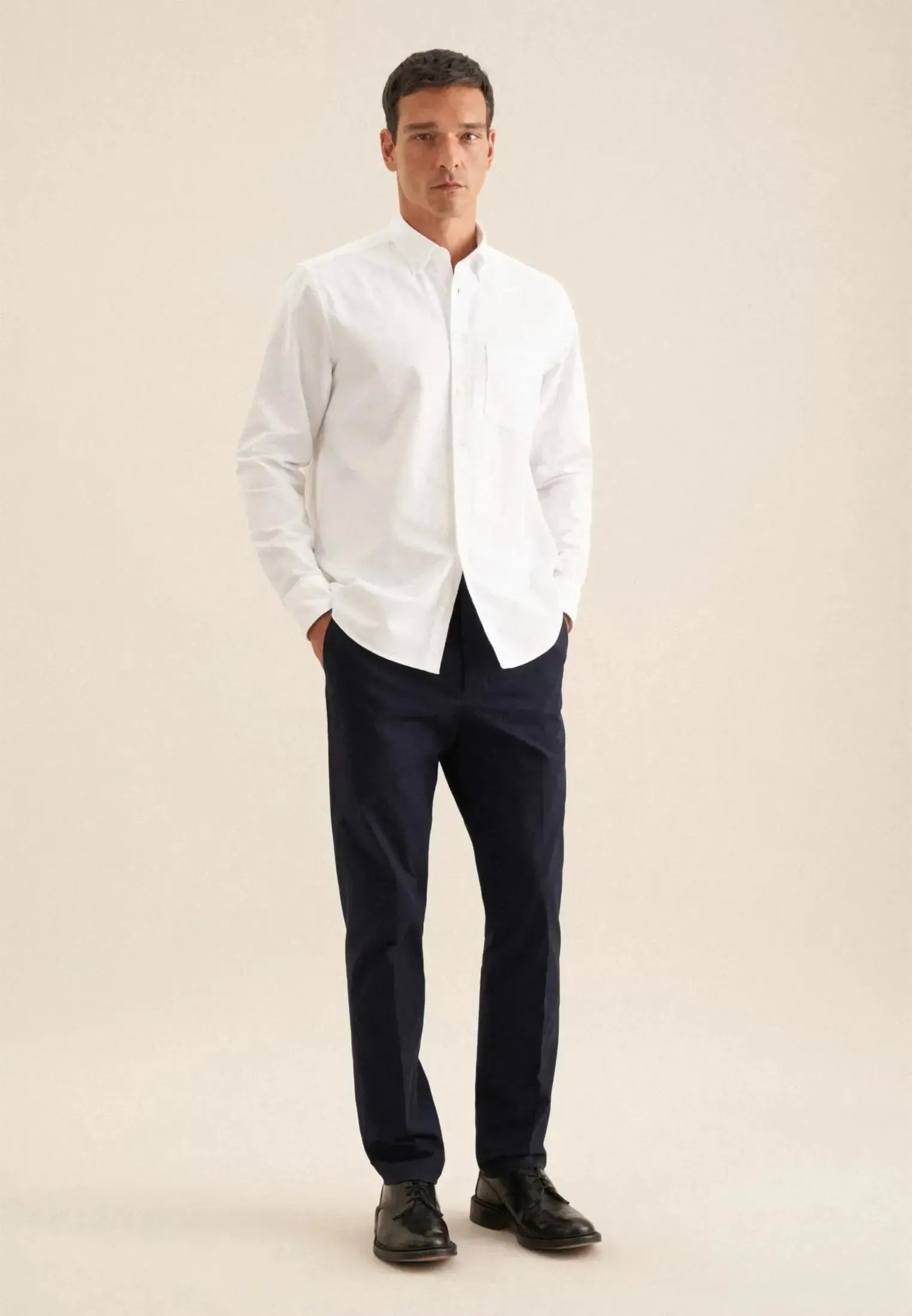Regular Fit Button Down Oxford Shirt White-seidensticker uk