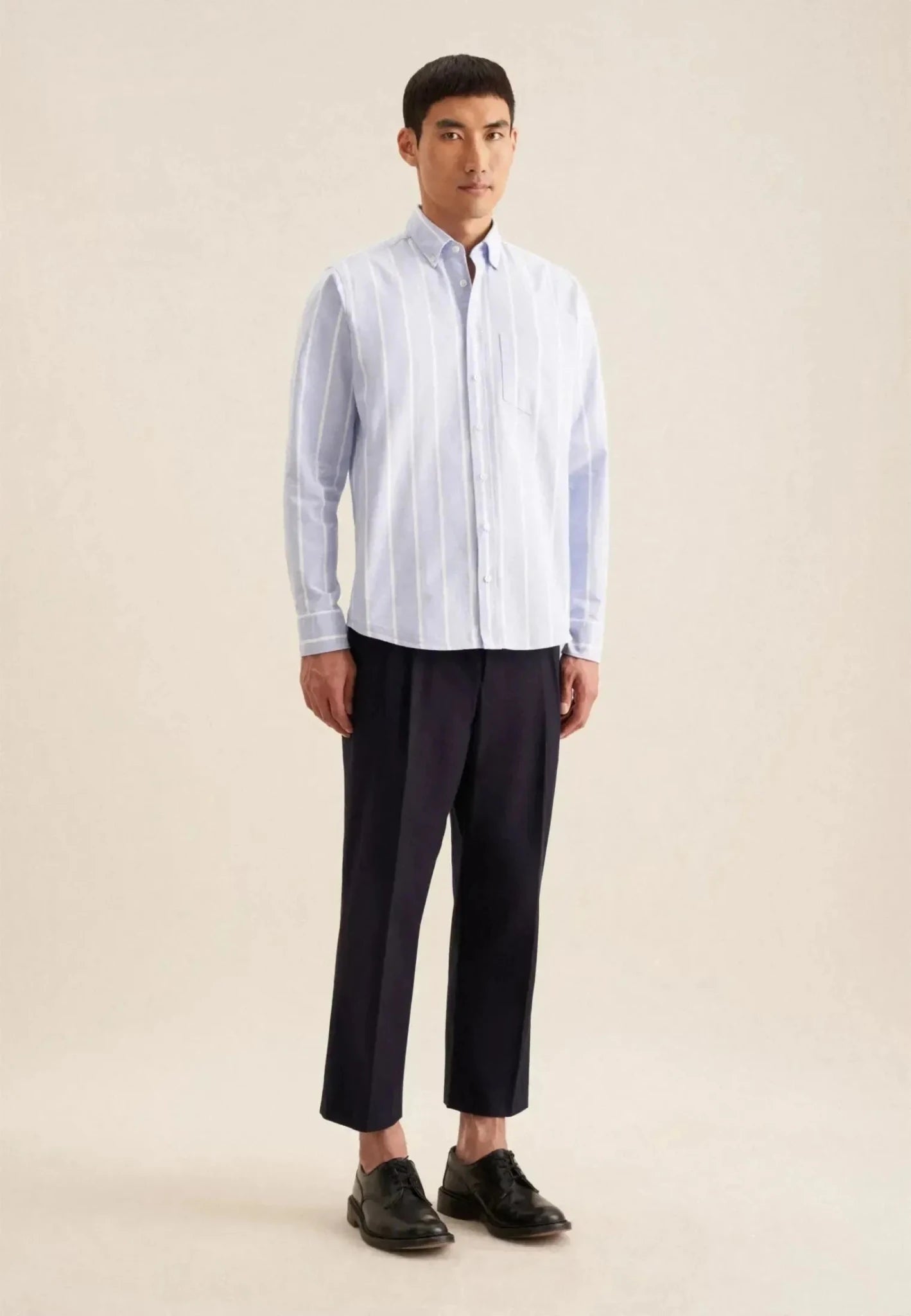 Seidensticker Regular Fit Button Down Striped Oxford Shirt Light Blue - 01.146732-13-38 - seidensticker.co.uk