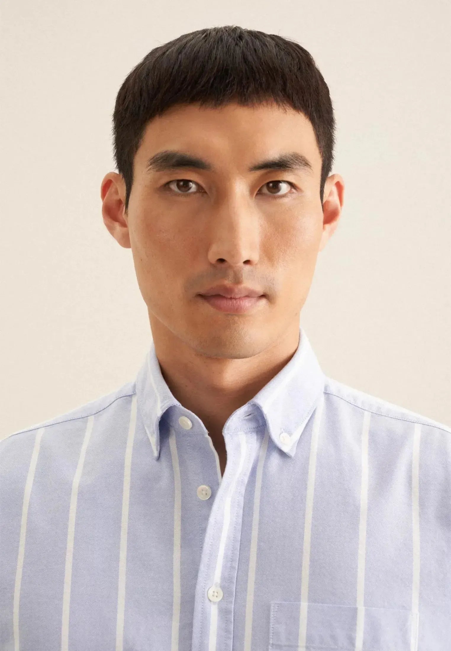 Regular Fit Button Down Striped Oxford Shirt Light Blue-seidensticker uk