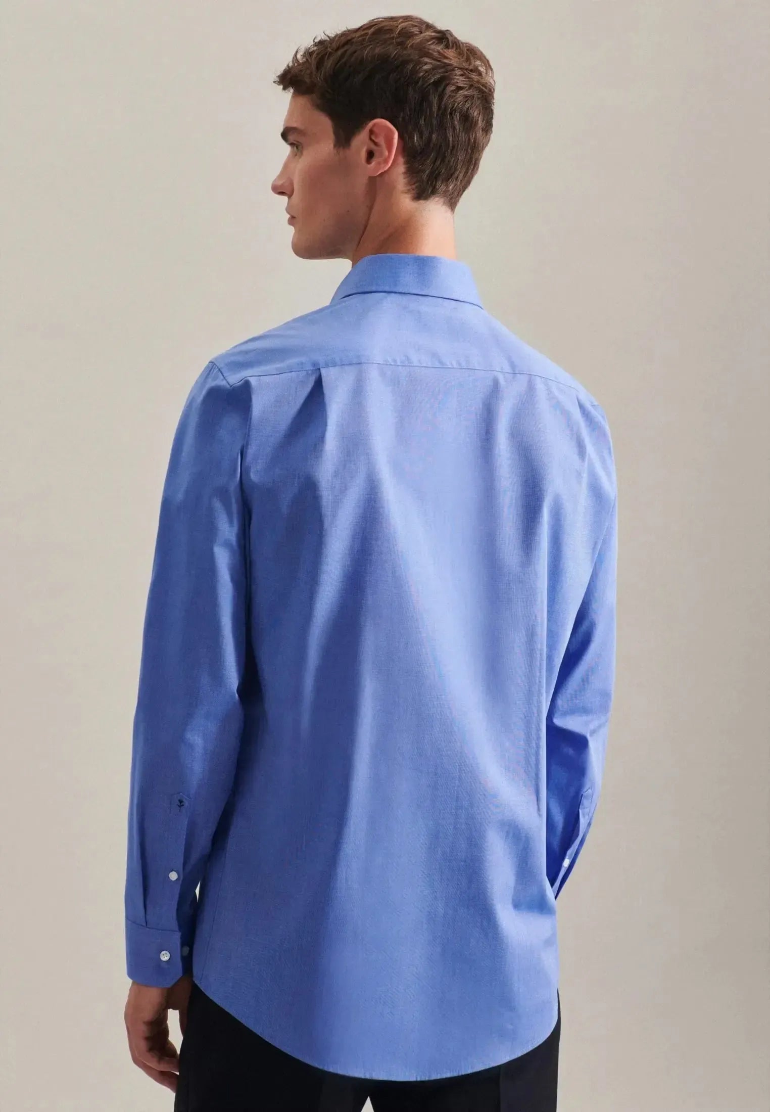 Regular Fit Easy Iron Kent Collar Business Shirt Mid Blue-seidensticker uk