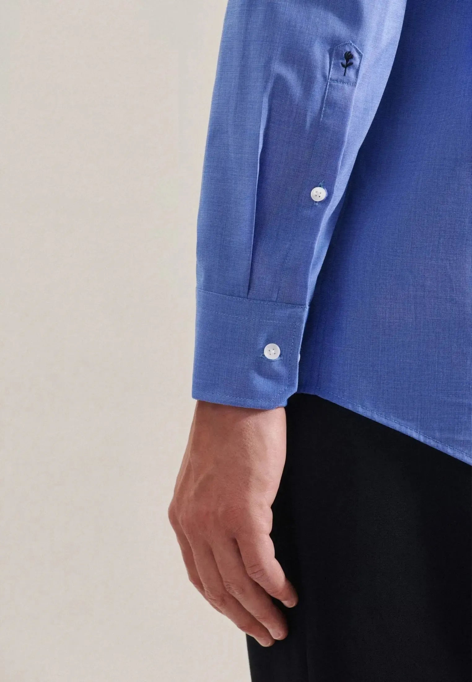 Regular Fit Easy Iron Kent Collar Business Shirt Mid Blue-seidensticker uk