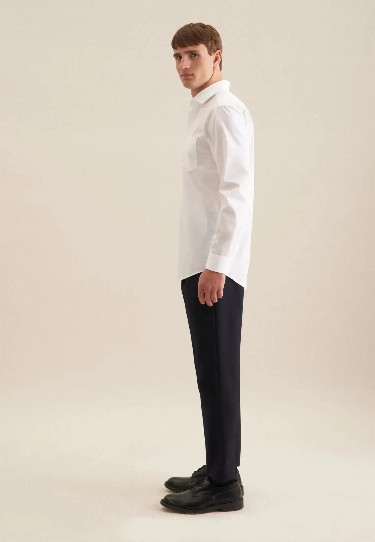 Regular Fit Easy Iron Kent Collar Business Shirt White-seidensticker uk