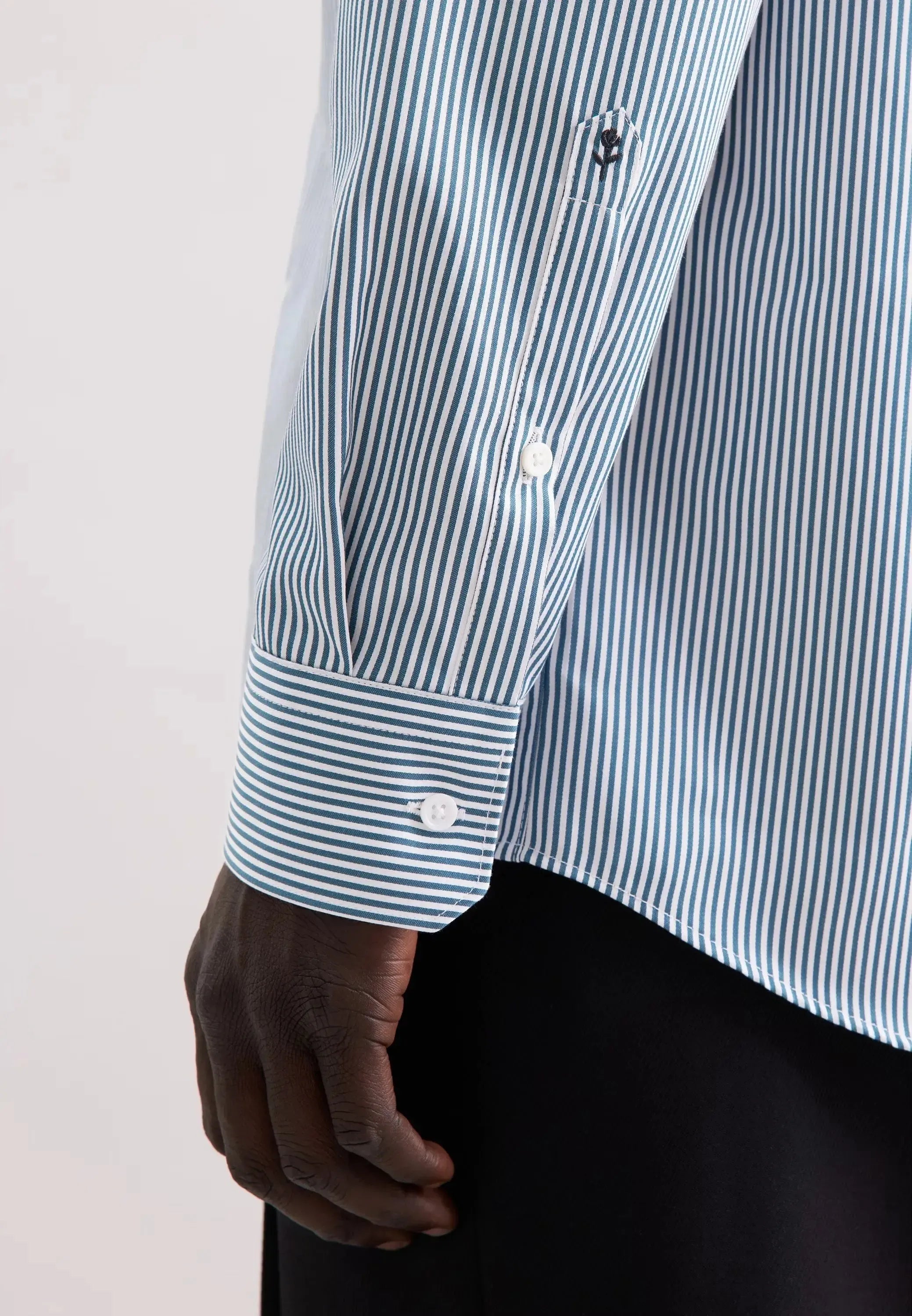 Regular Fit Easy Iron New Kent Striped Business Shirt Dark Teal-seidensticker uk
