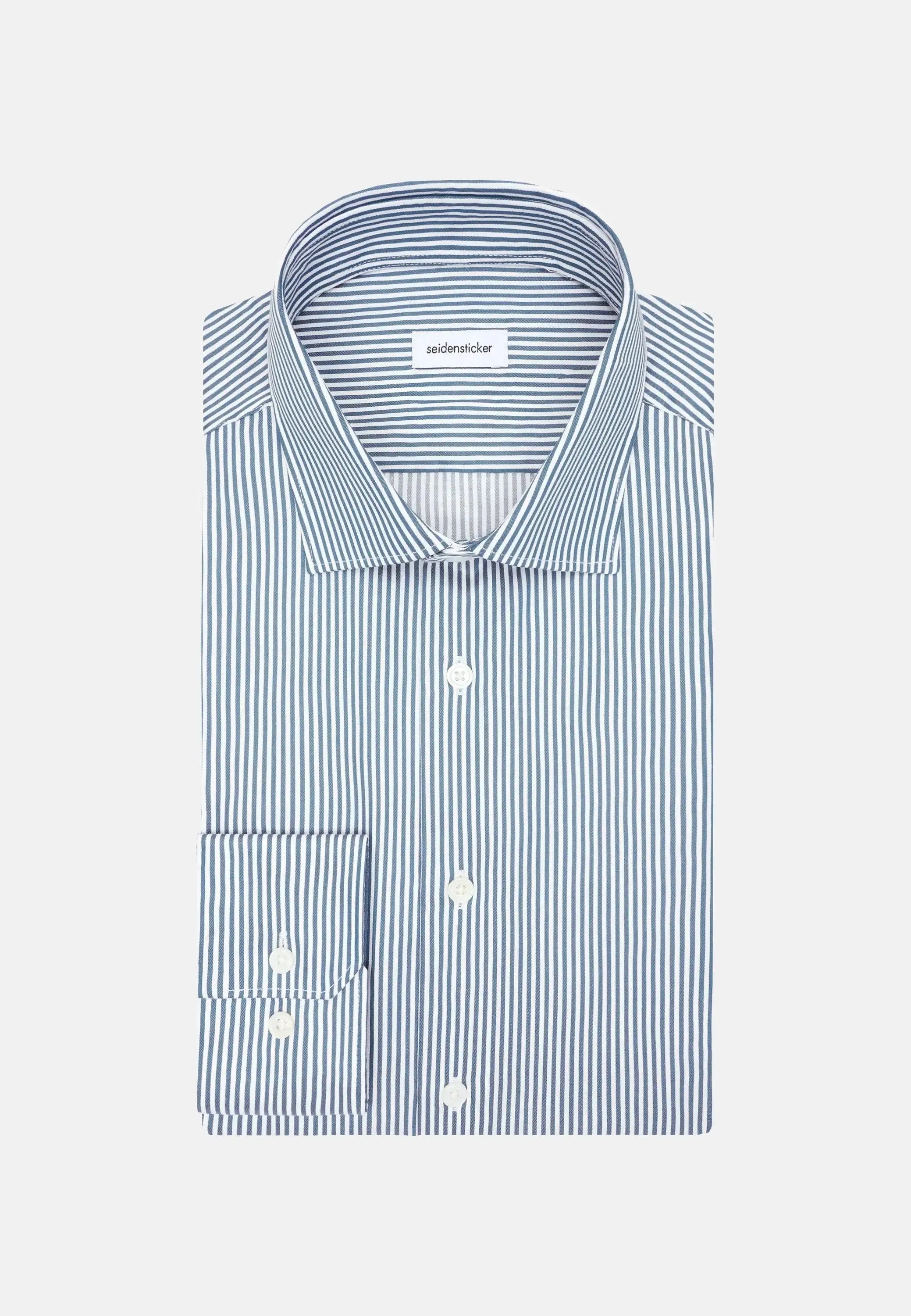 Regular Fit Easy Iron New Kent Striped Business Shirt Dark Teal-seidensticker uk