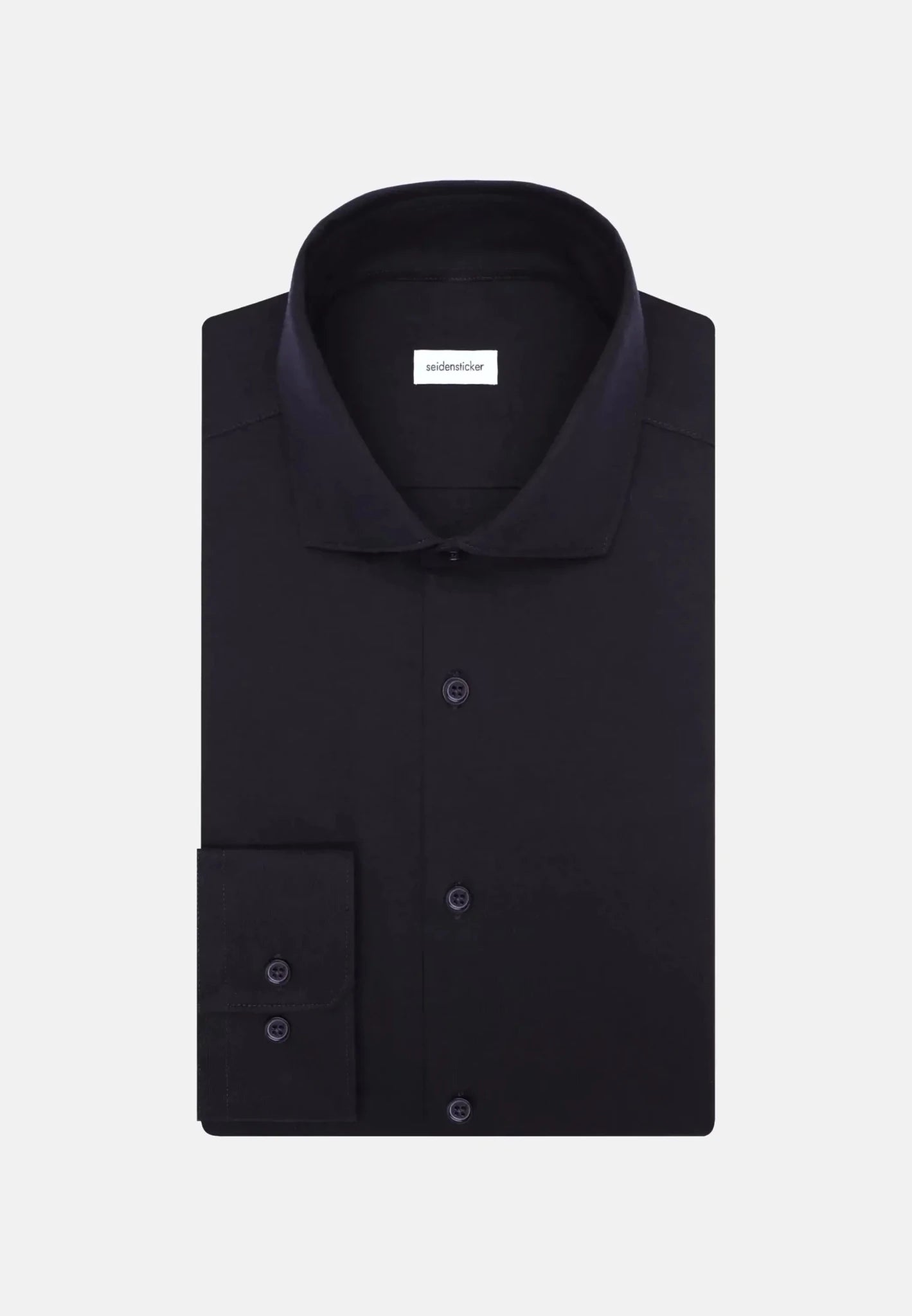Seidensticker UK - Regular Fit Kent Collar Jersey Shirt Black - 01.849003-39-38