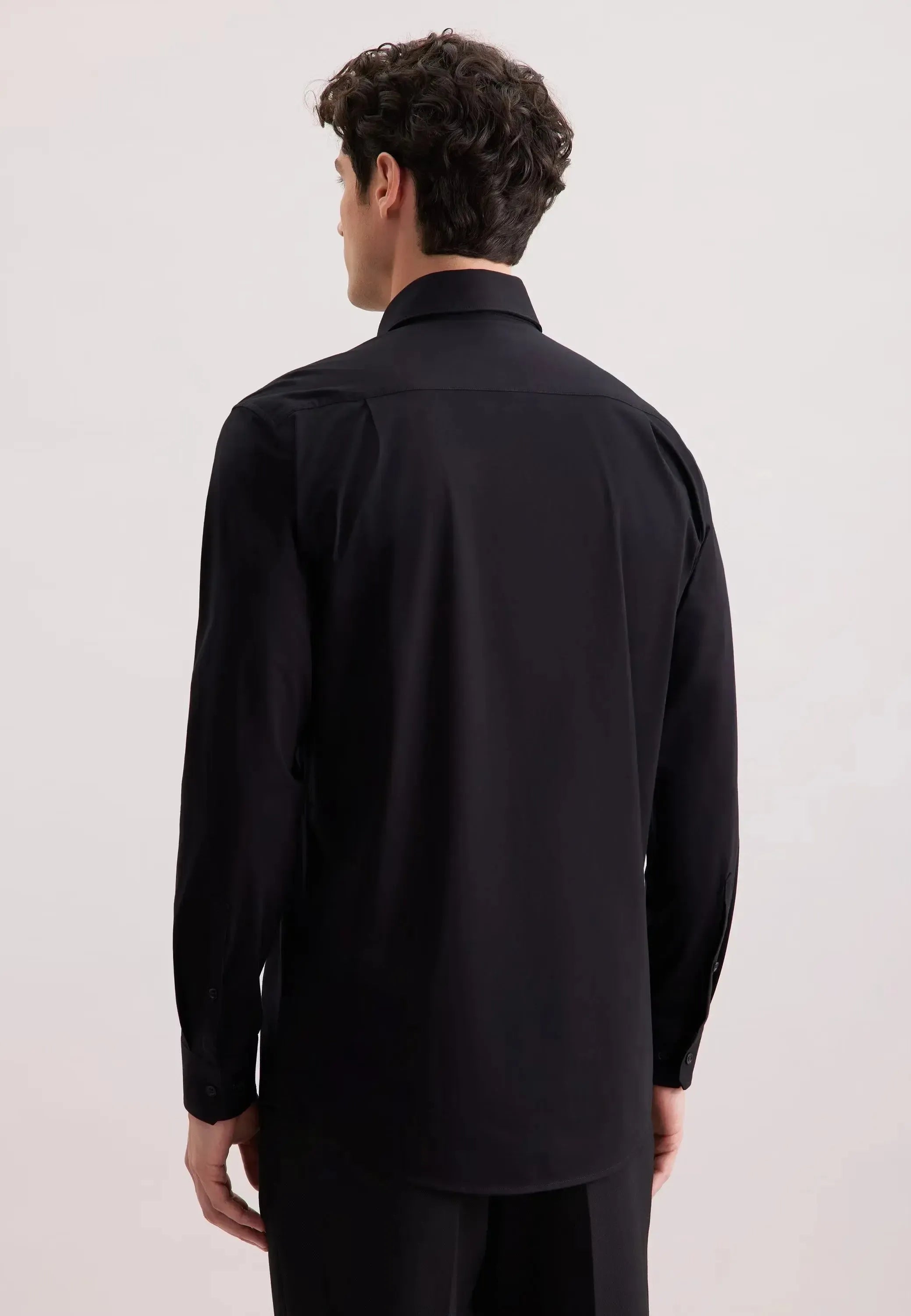 Regular Fit Kent Collar Jersey Shirt Black-seidensticker uk