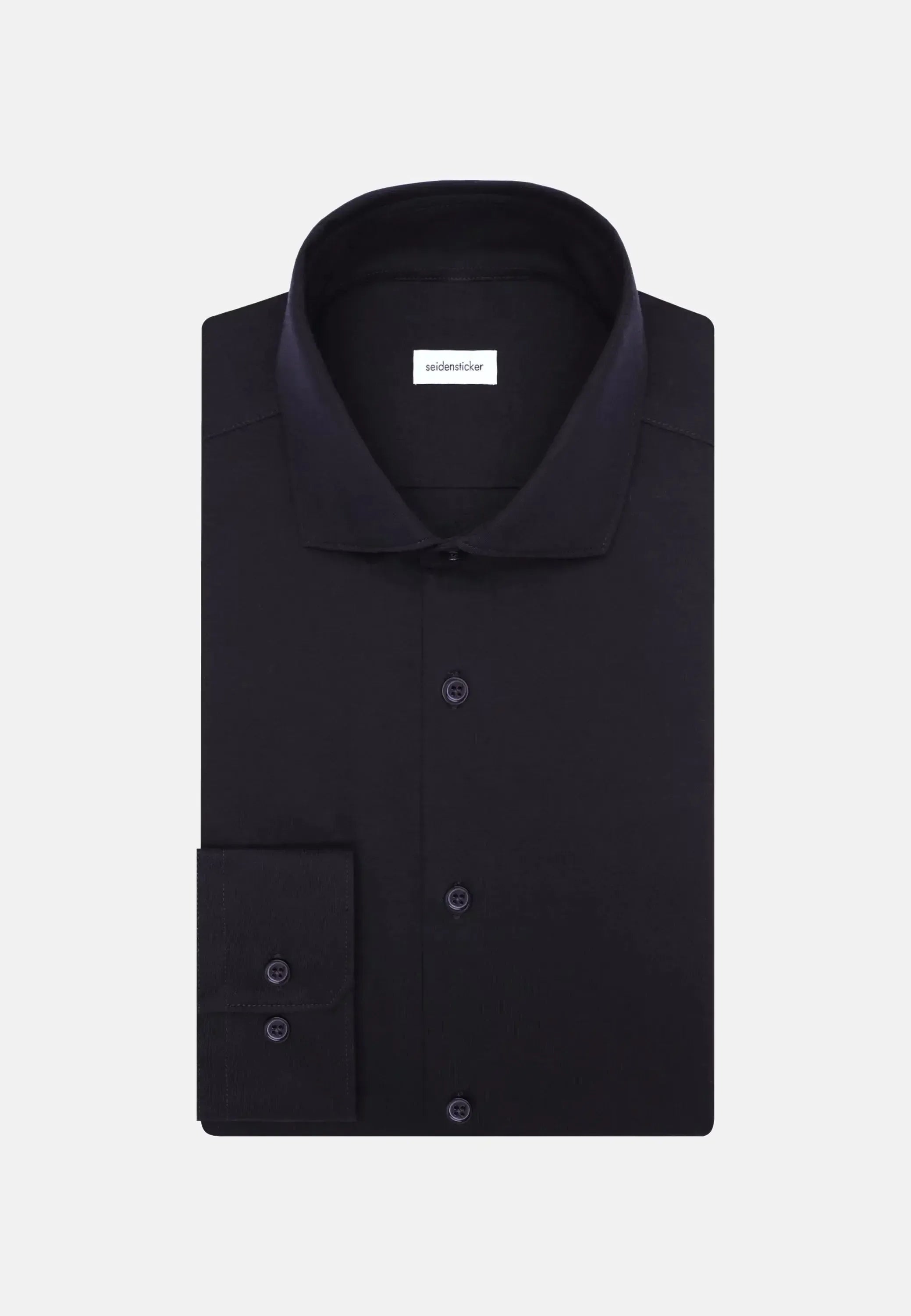 Regular Fit Kent Collar Jersey Shirt Black-seidensticker uk