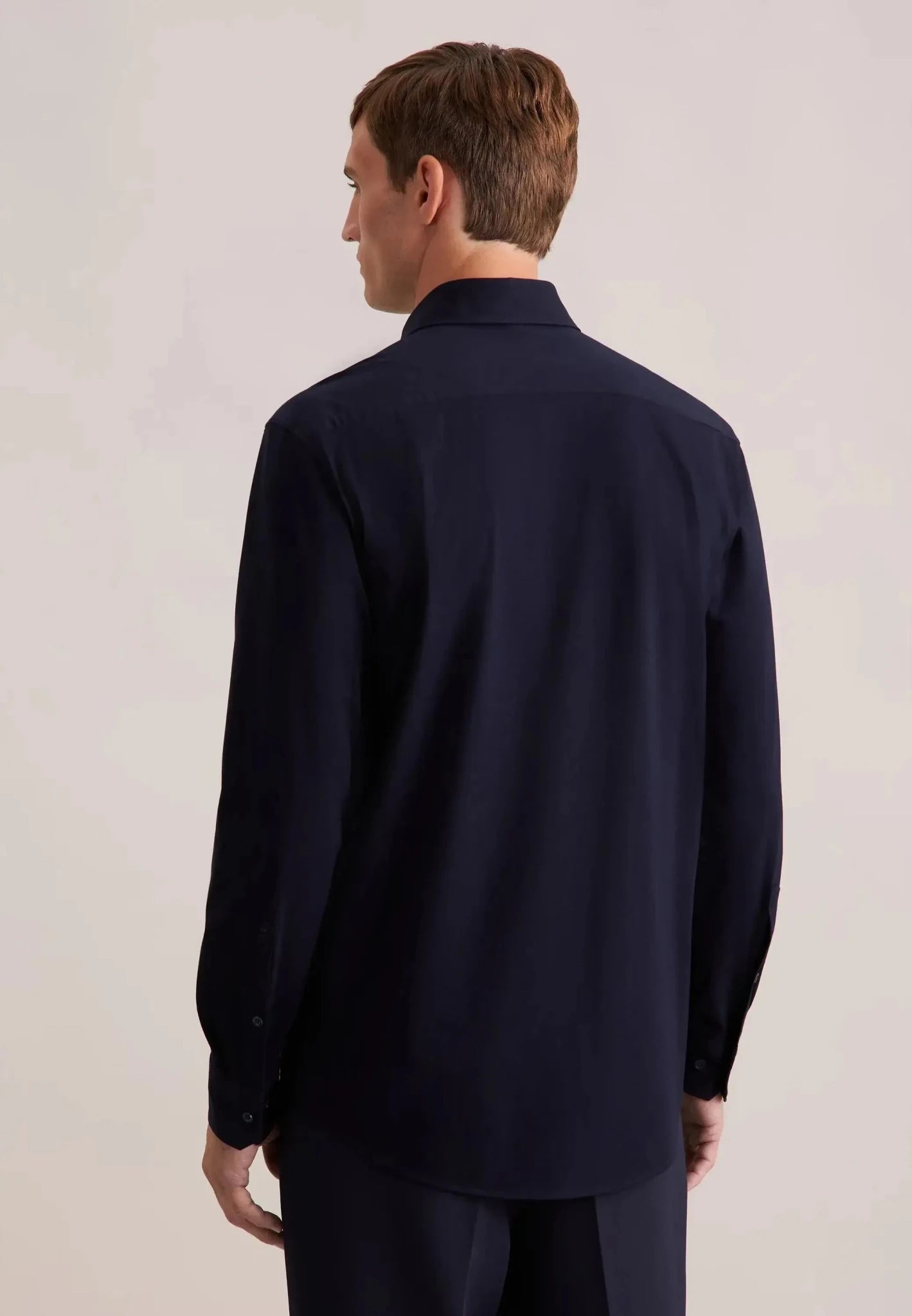 Seidensticker UK - Regular Fit Kent Collar Jersey Shirt Dark Blue - 01.849003-19-38