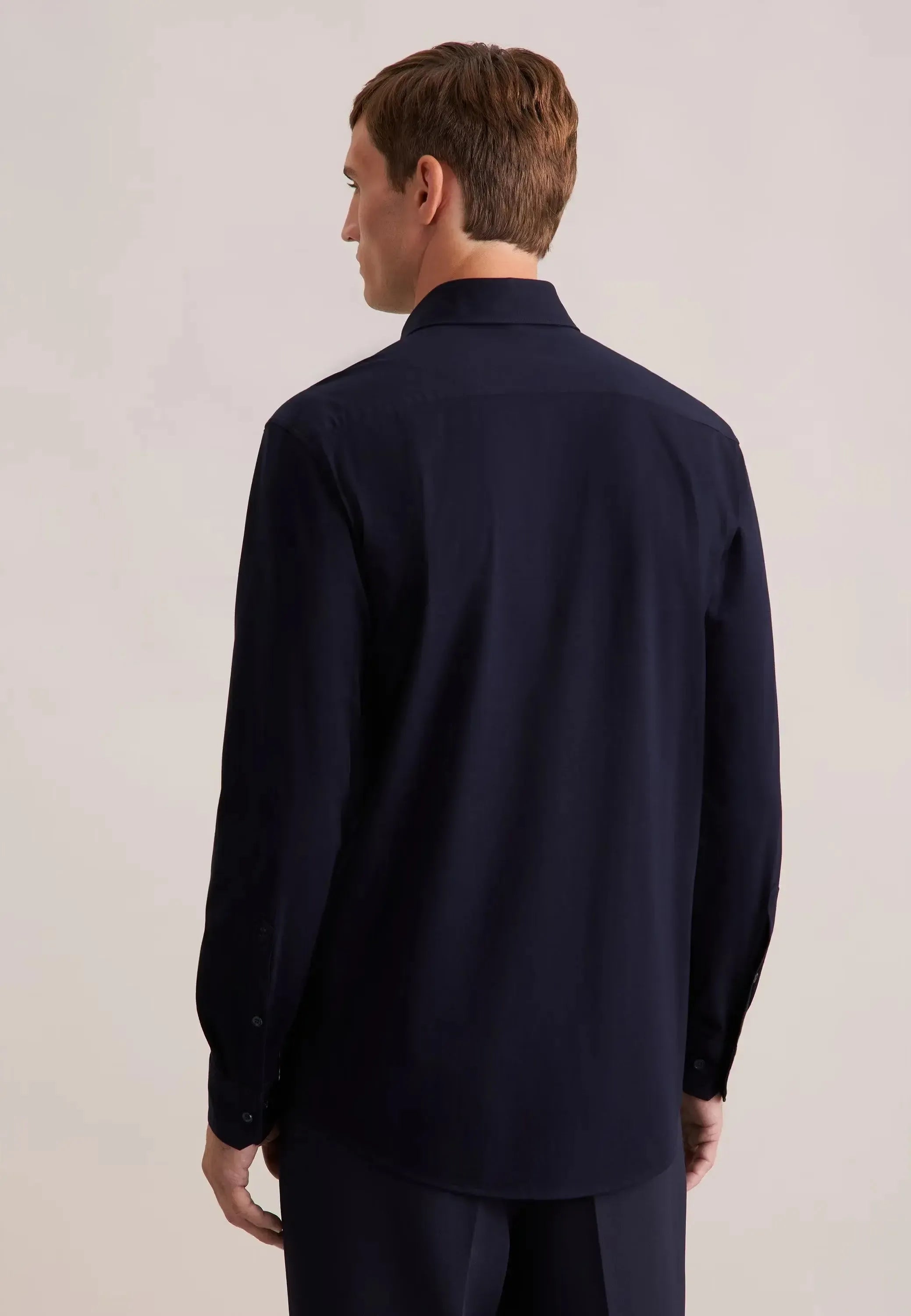 Regular Fit Kent Collar Jersey Shirt Dark Blue-seidensticker uk
