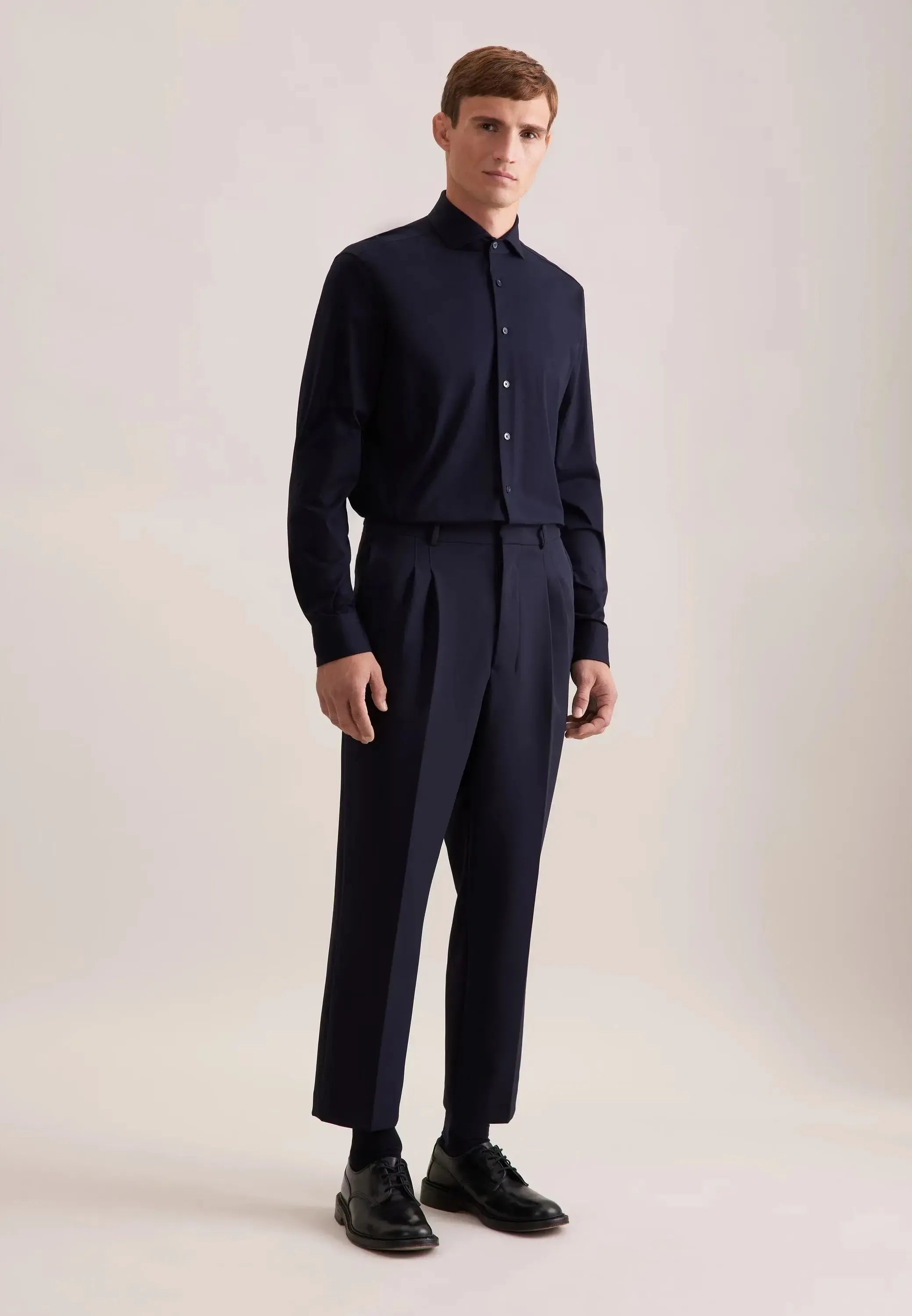Regular Fit Kent Collar Jersey Shirt Dark Blue-seidensticker uk