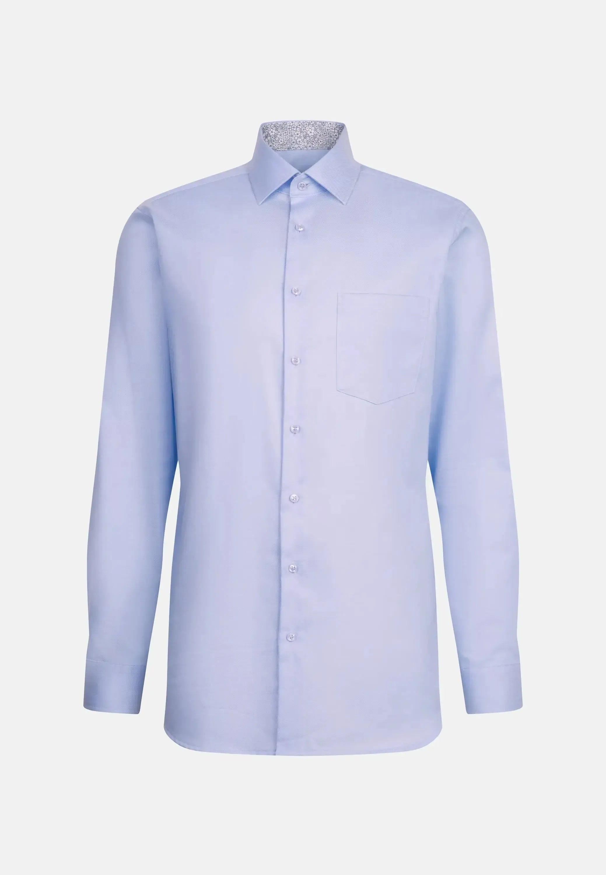 Regular Fit No Iron Business Kent Contrast Patch Business Shirt Light Blue-seidensticker uk