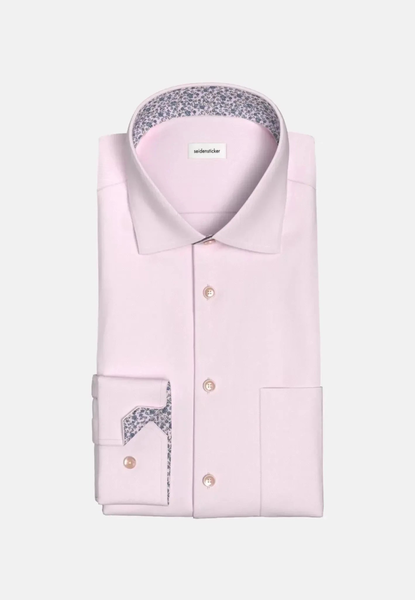 Seidensticker Regular Fit No Iron Business Kent Contrast Patch Business Shirt Pink - 01.147200-42-38 - seidensticker.co.uk