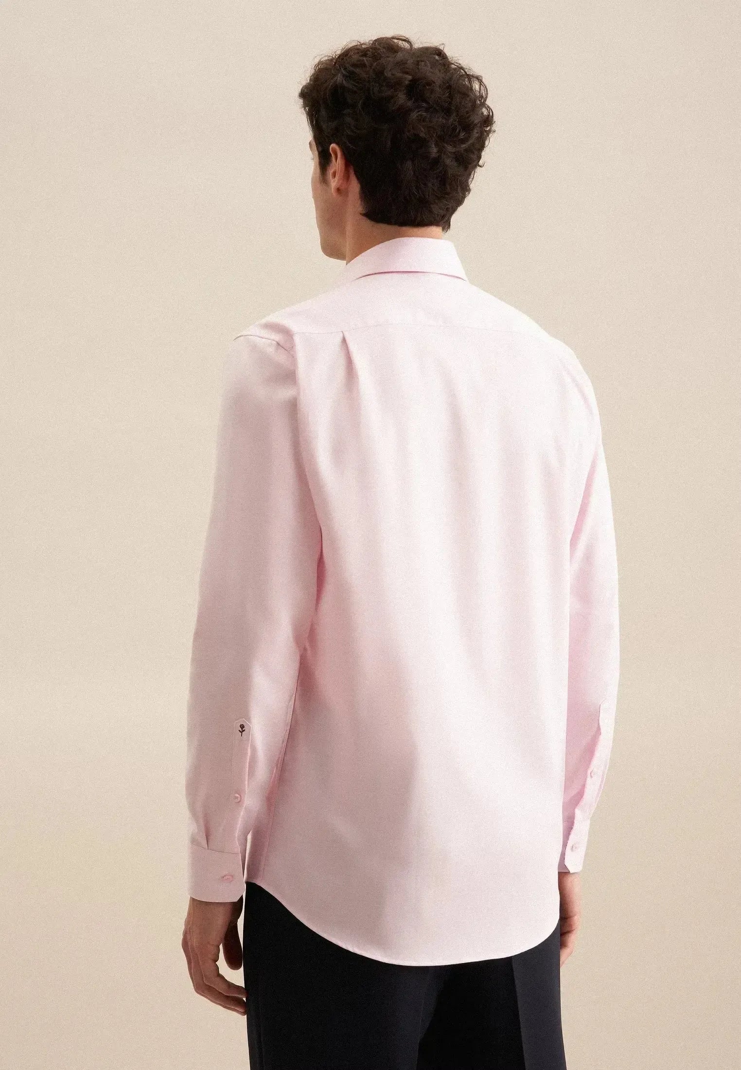 Regular Fit No Iron Business Kent Contrast Patch Business Shirt Pink-seidensticker uk