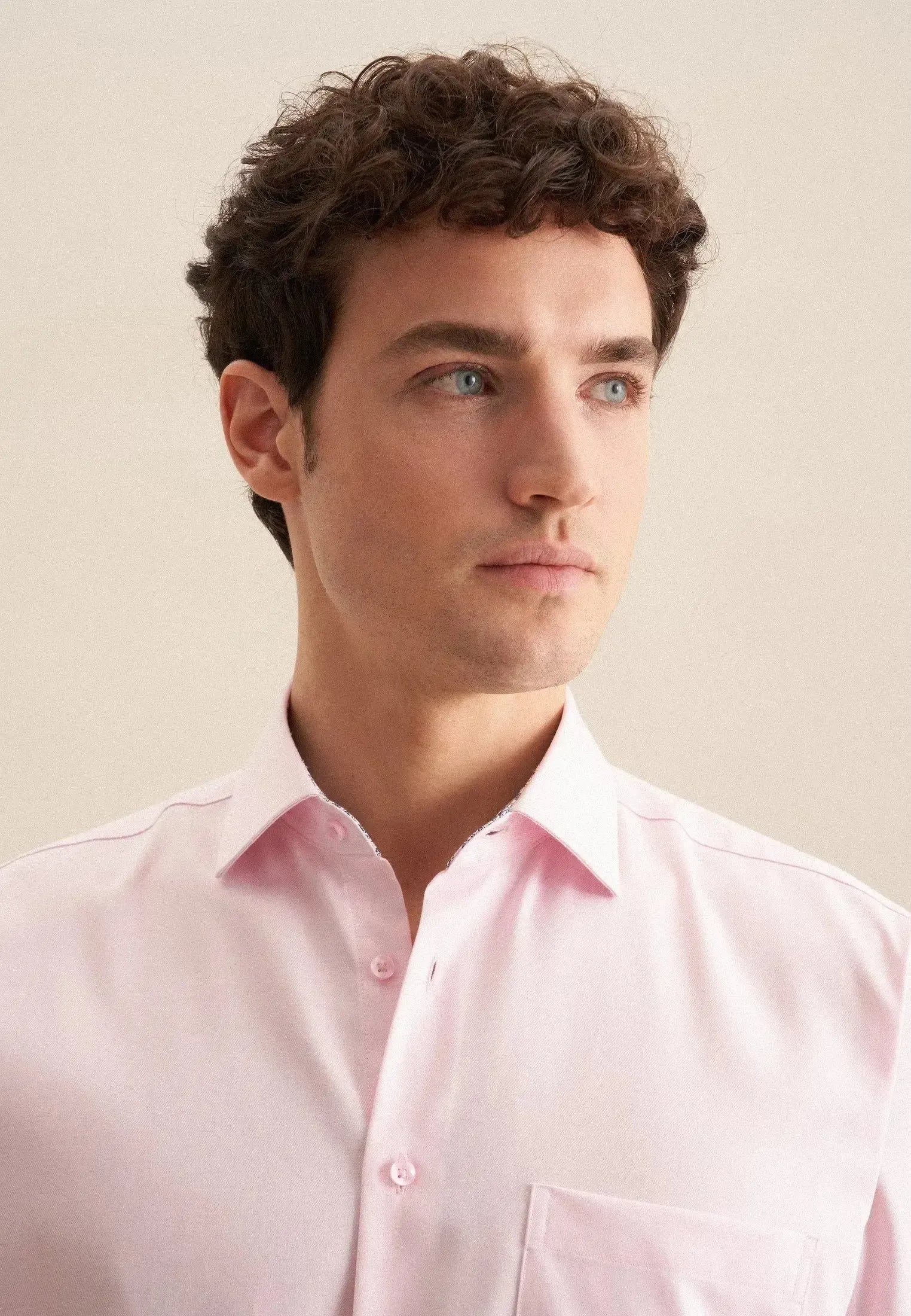 Regular Fit No Iron Business Kent Contrast Patch Business Shirt Pink-seidensticker uk