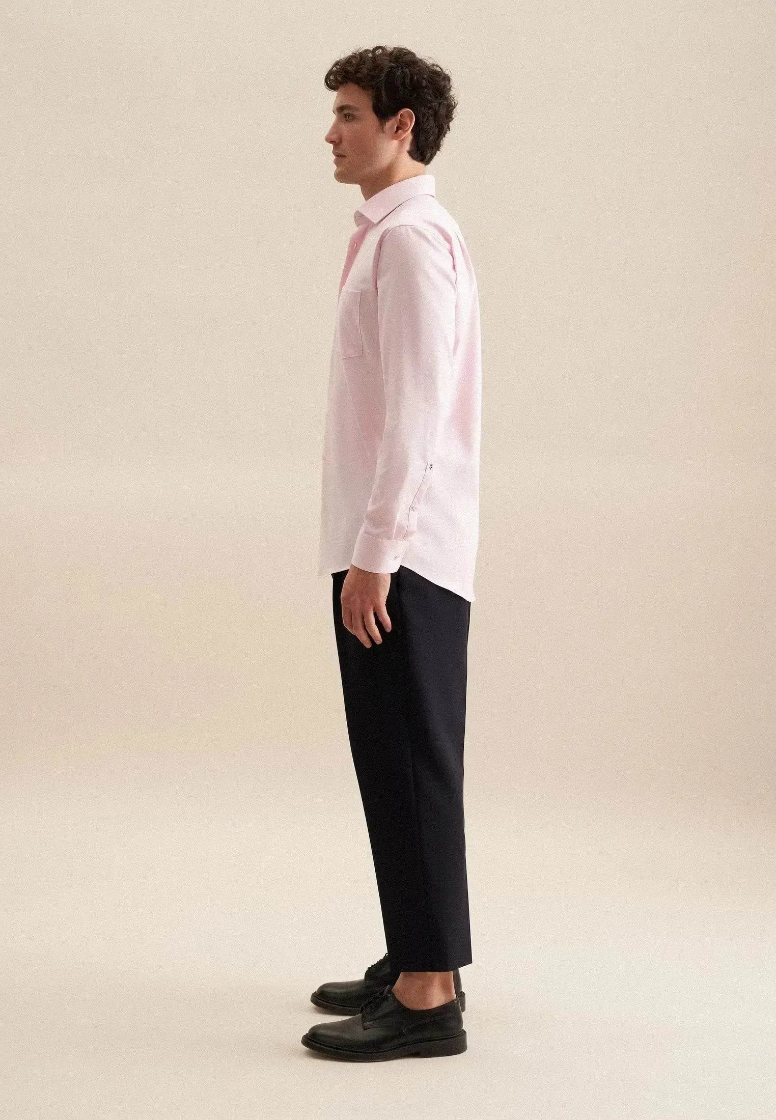 Regular Fit No Iron Business Kent Contrast Patch Business Shirt Pink-seidensticker uk