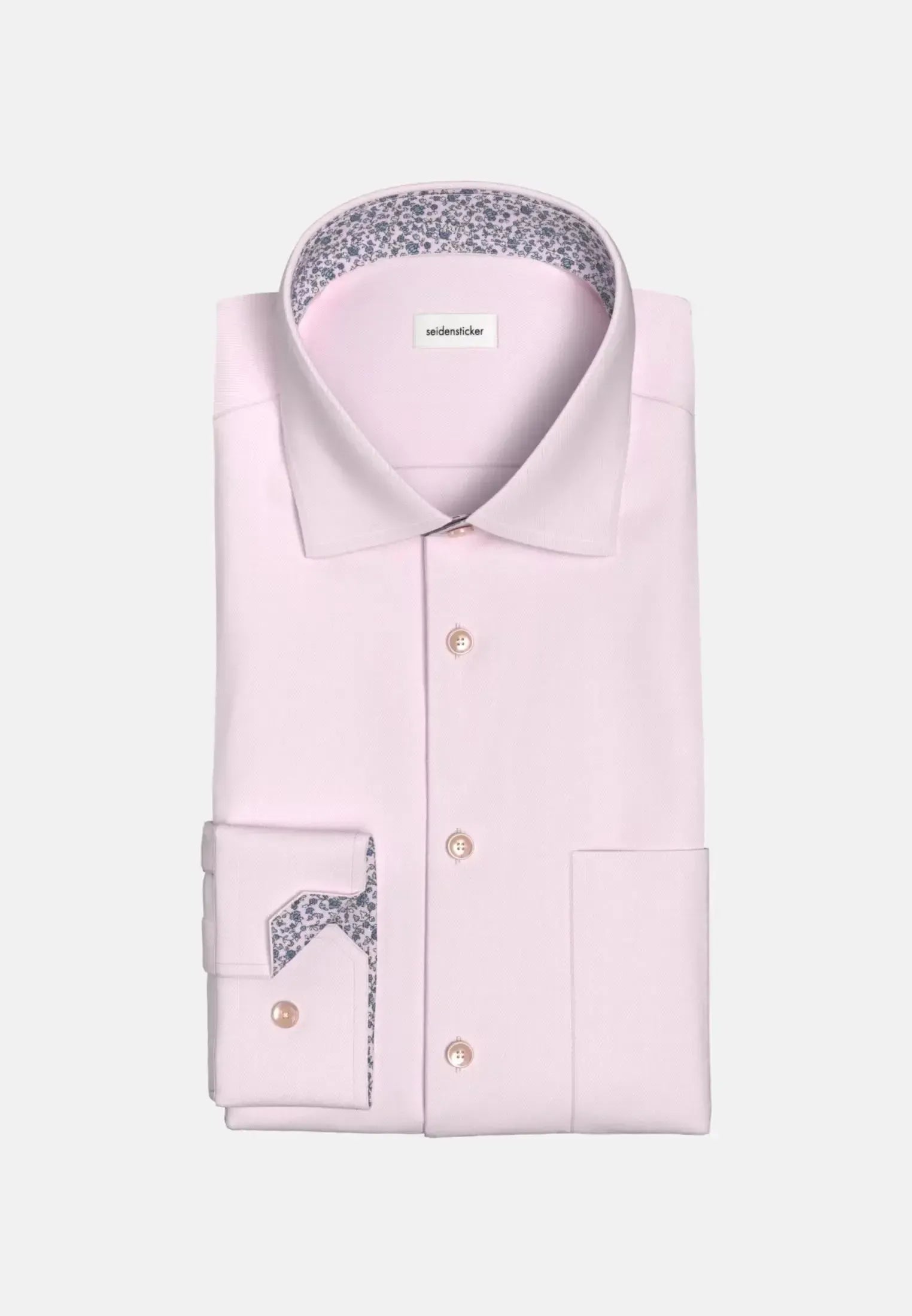 Regular Fit No Iron Business Kent Contrast Patch Business Shirt Pink-seidensticker uk