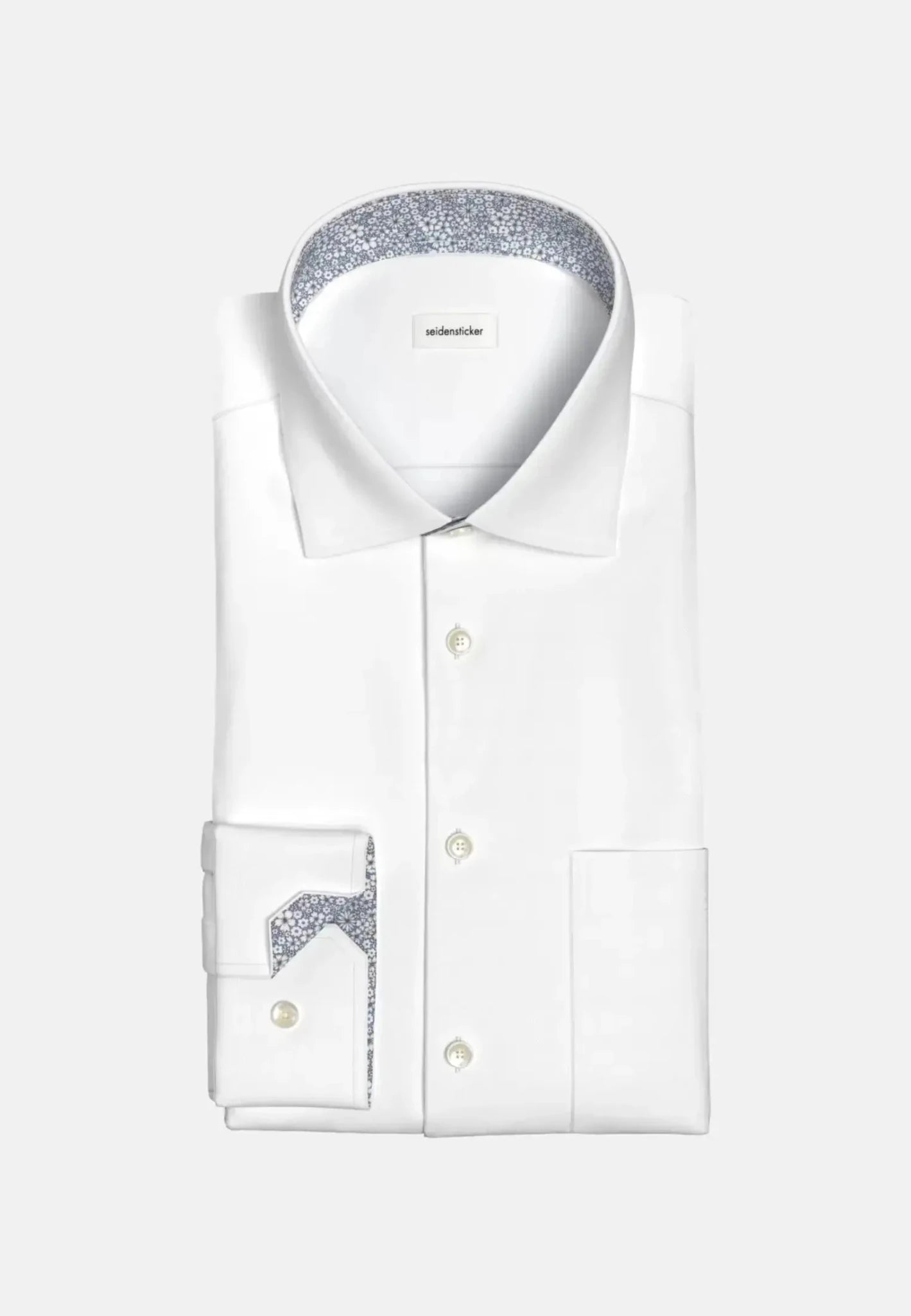 Seidensticker Regular Fit No Iron Business Kent Contrast Patch Business Shirt White - 01.147200-01-38 - seidensticker.co.uk