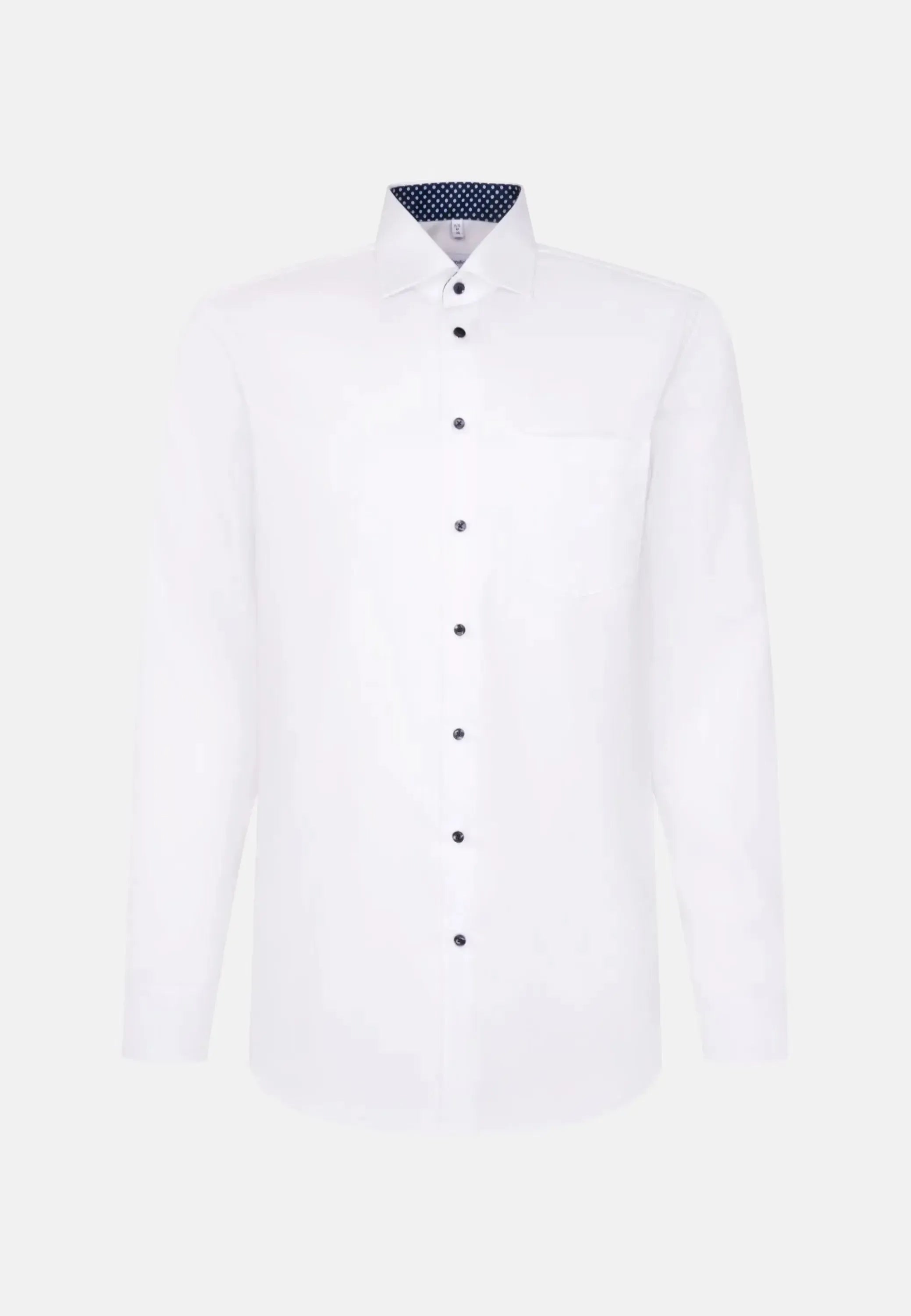 Regular Fit No Iron Contrast Kent Collar Business Shirt White-seidensticker uk