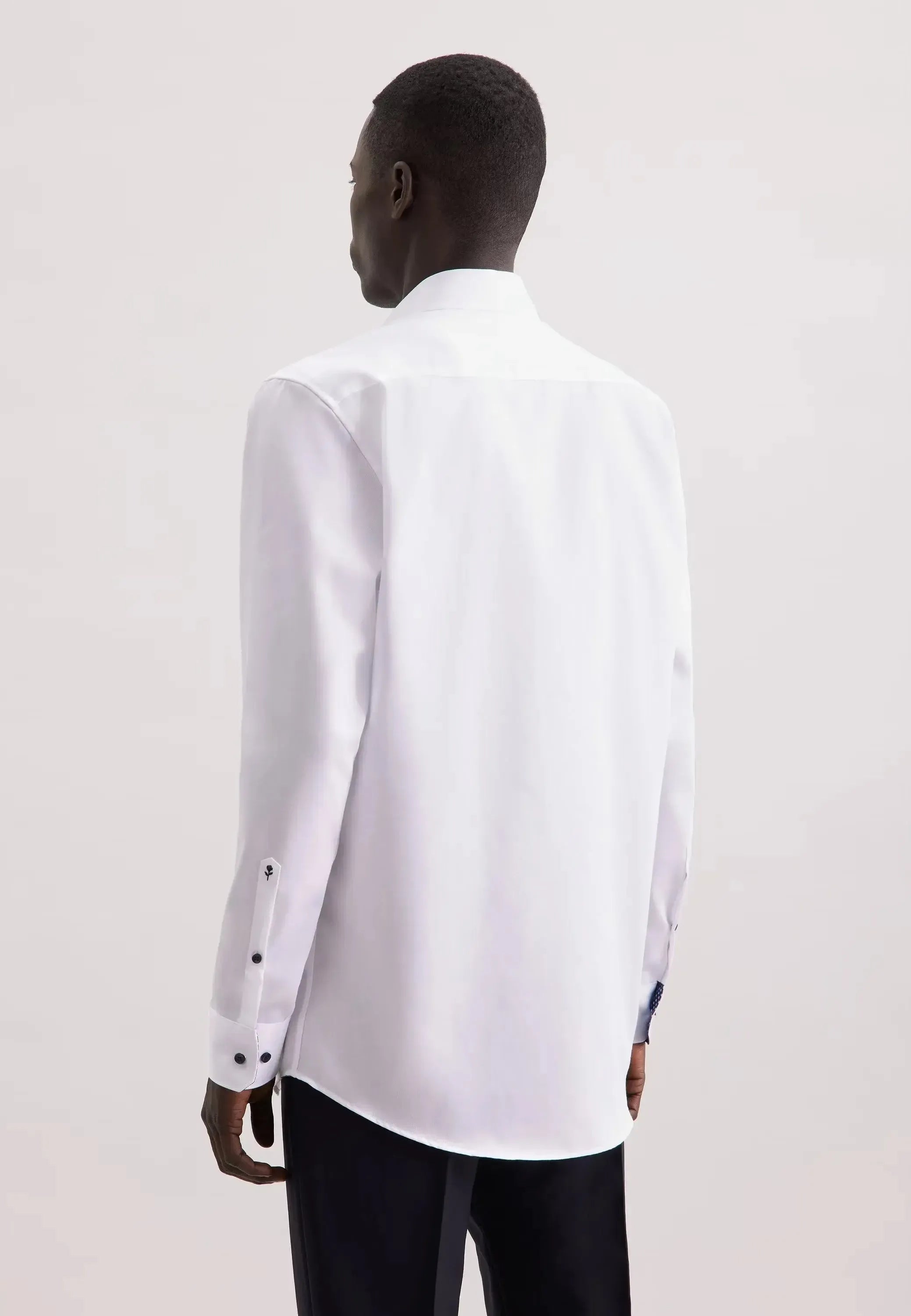 Regular Fit No Iron Contrast Kent Collar Business Shirt White-seidensticker uk