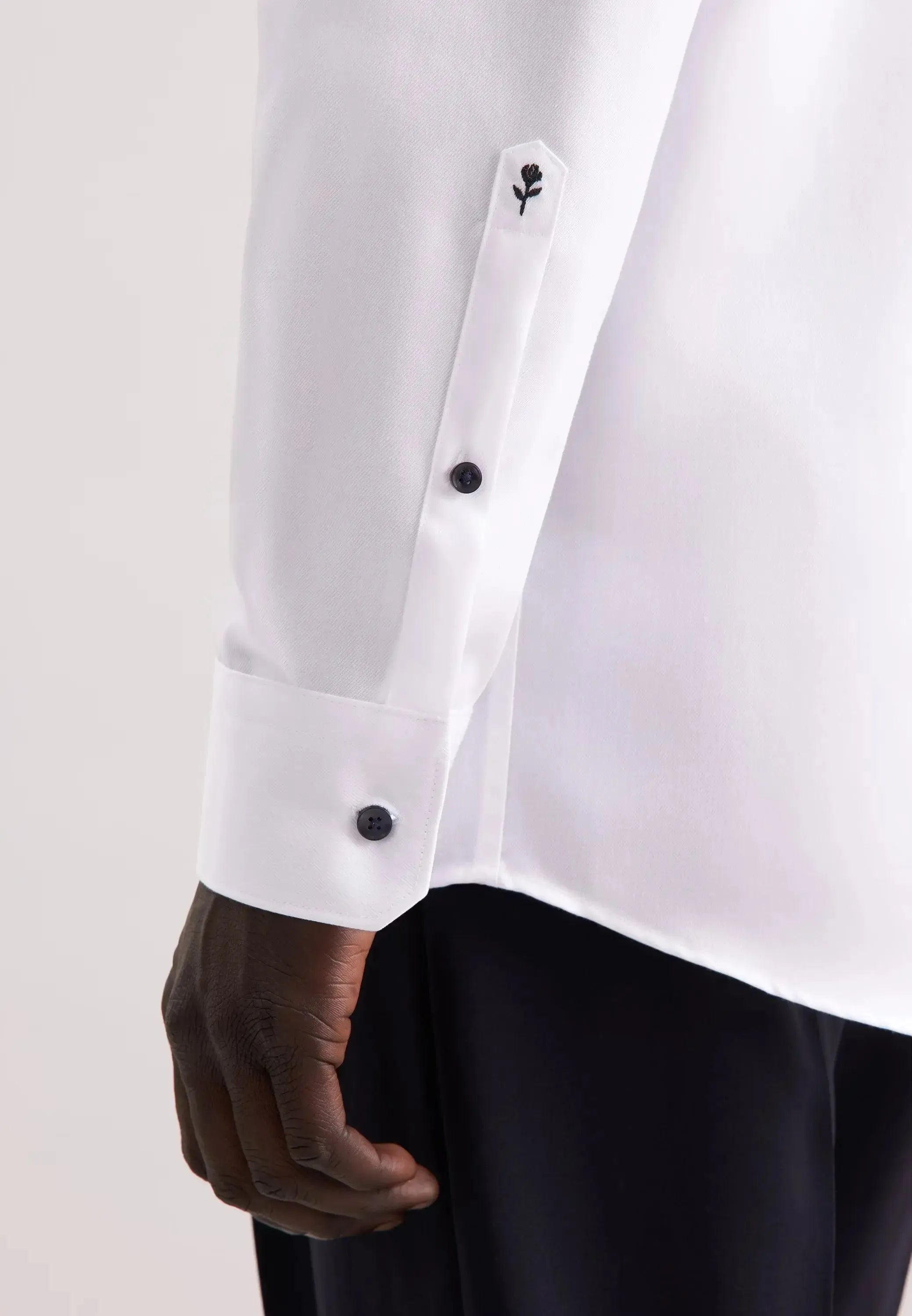 Regular Fit No Iron Contrast Kent Collar Business Shirt White-seidensticker uk