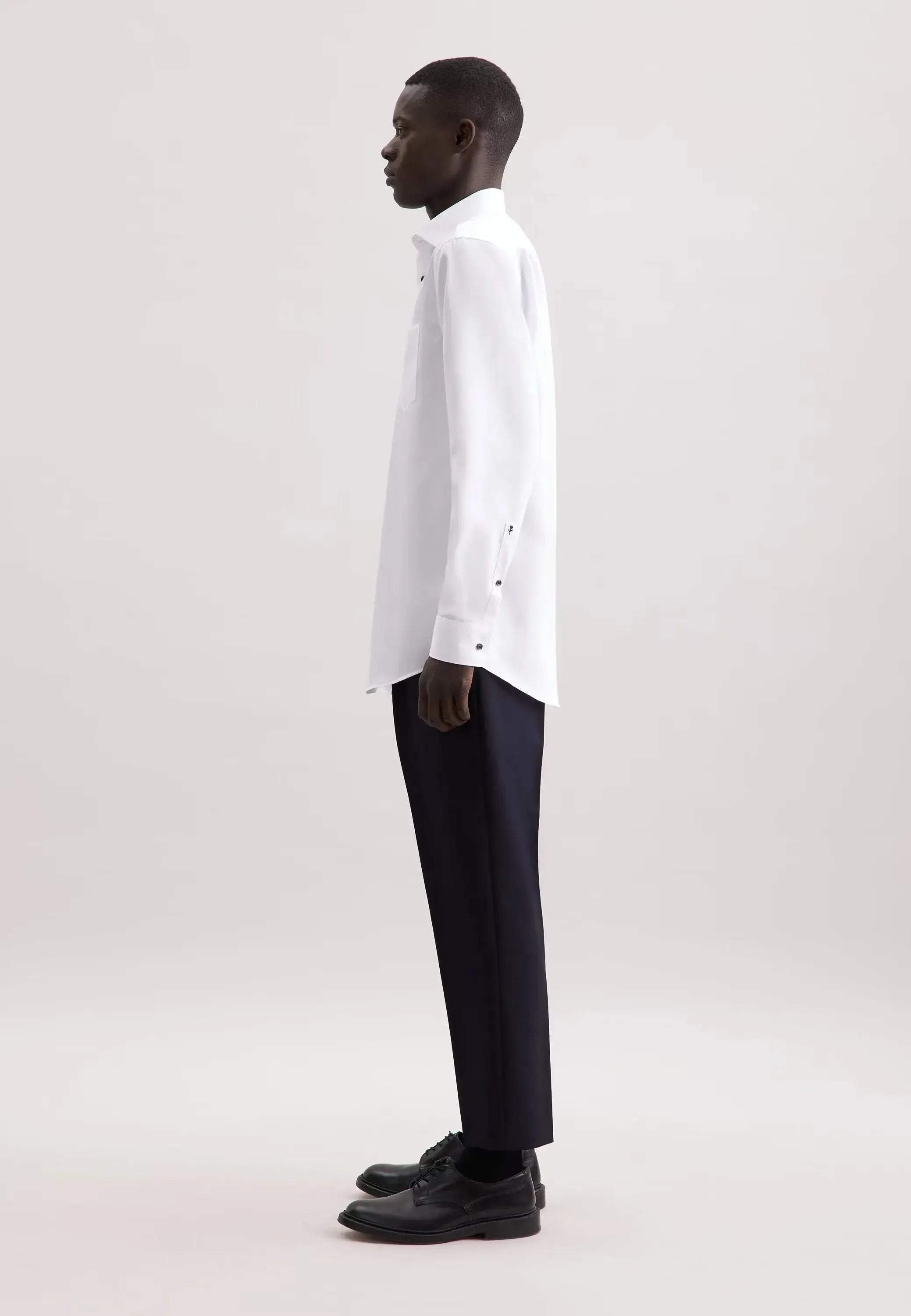 Regular Fit No Iron Contrast Kent Collar Business Shirt White-seidensticker uk
