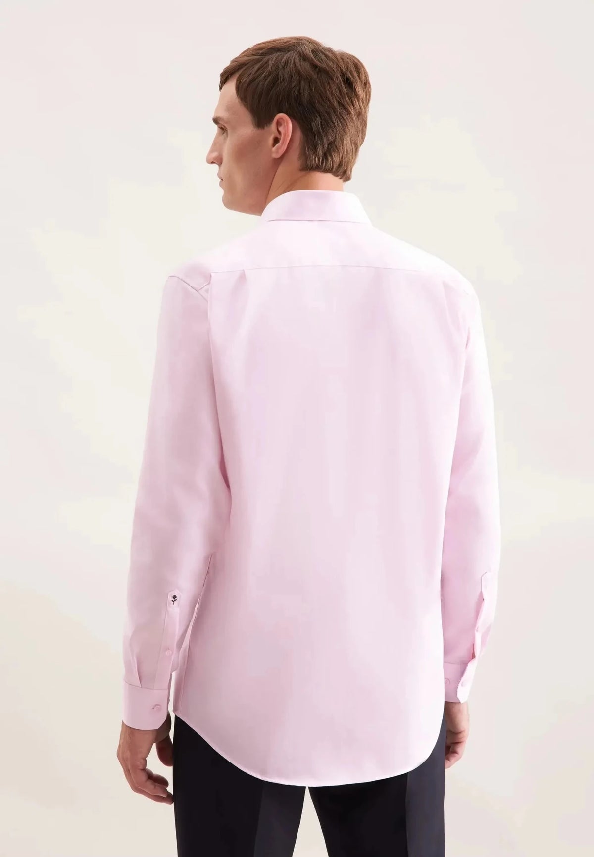Seidensticker Regular Fit No Iron Contrast Patched Kent Collar Business Shirt Pink