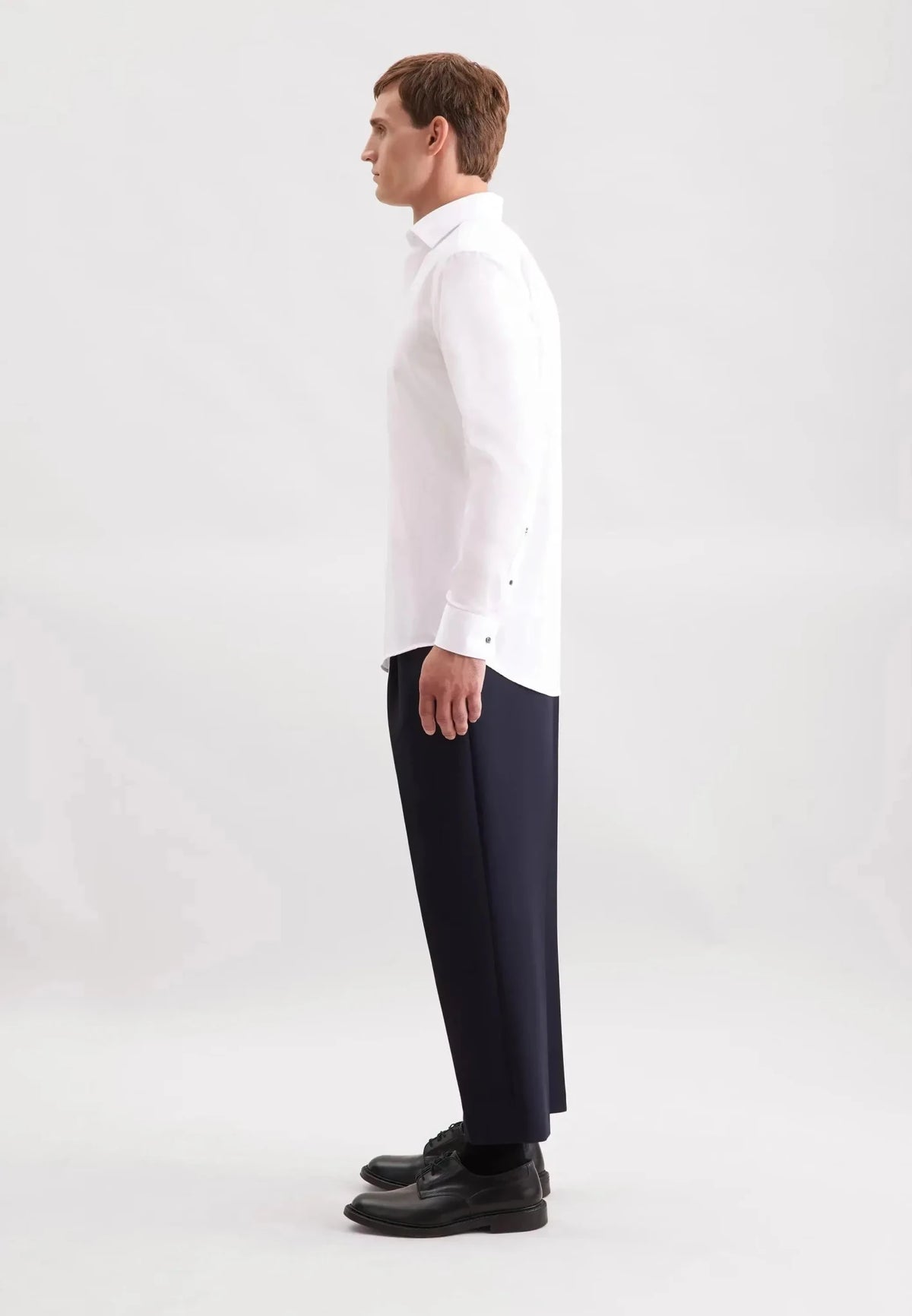 Seidensticker Regular Fit No Iron Contrast Patched Kent Collar Business Shirt White
