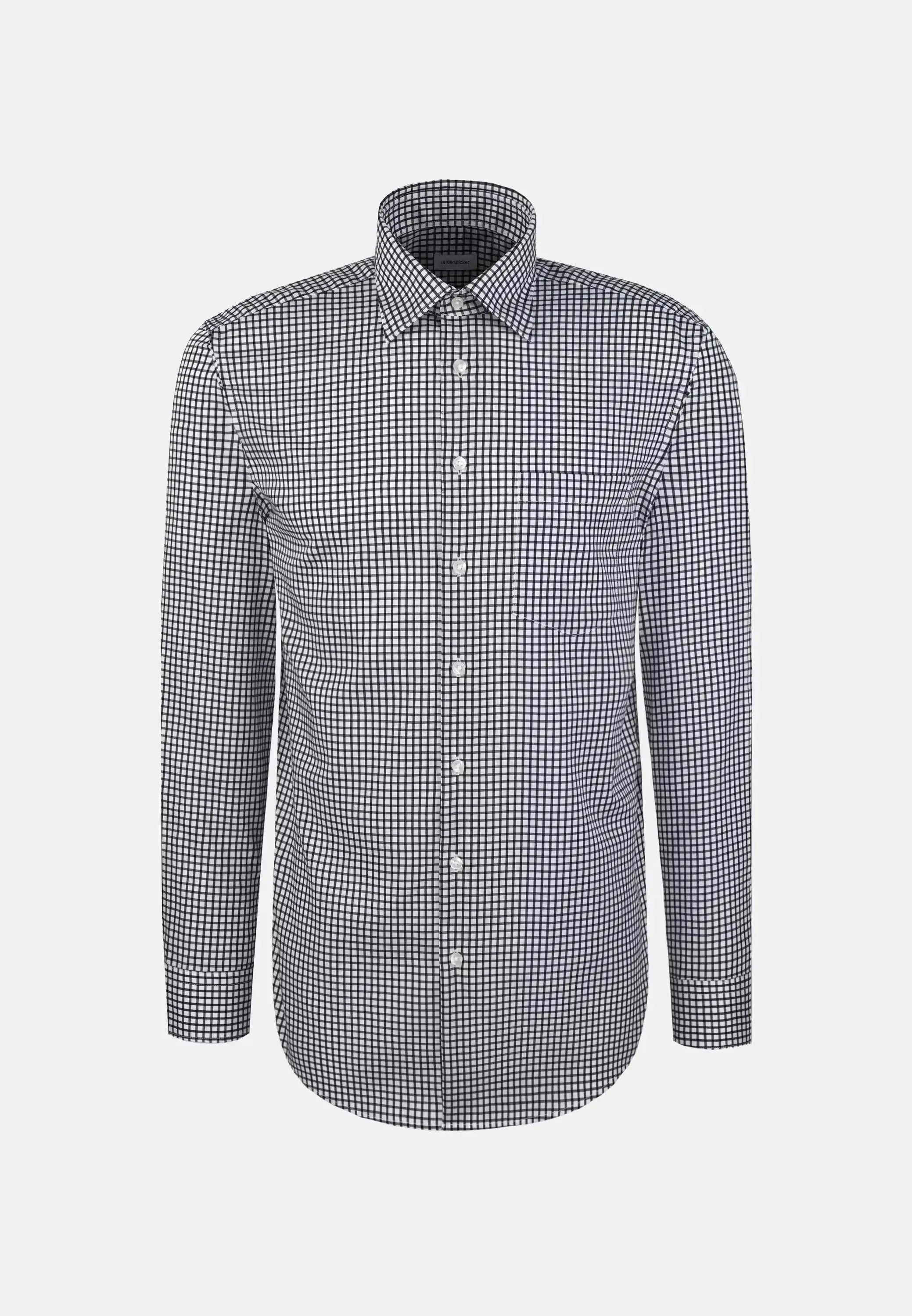 Regular Fit No Iron Covered Button Down Check Business Shirt Dark Blue-seidensticker uk