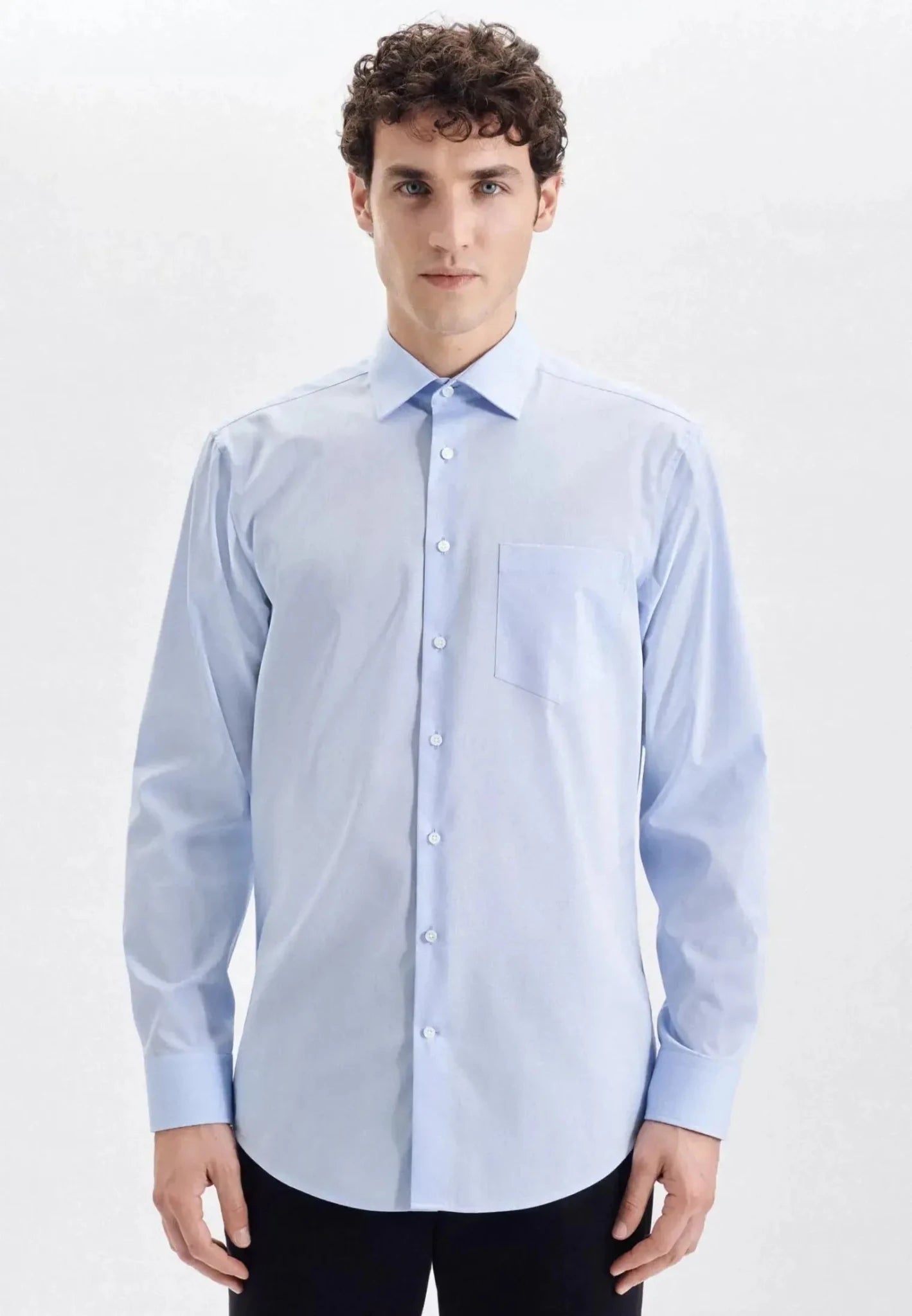 Seidensticker Regular Fit No Iron Kent Collar Business Shirt Light Blue - 01.002000-15-38 - seidensticker.co.uk