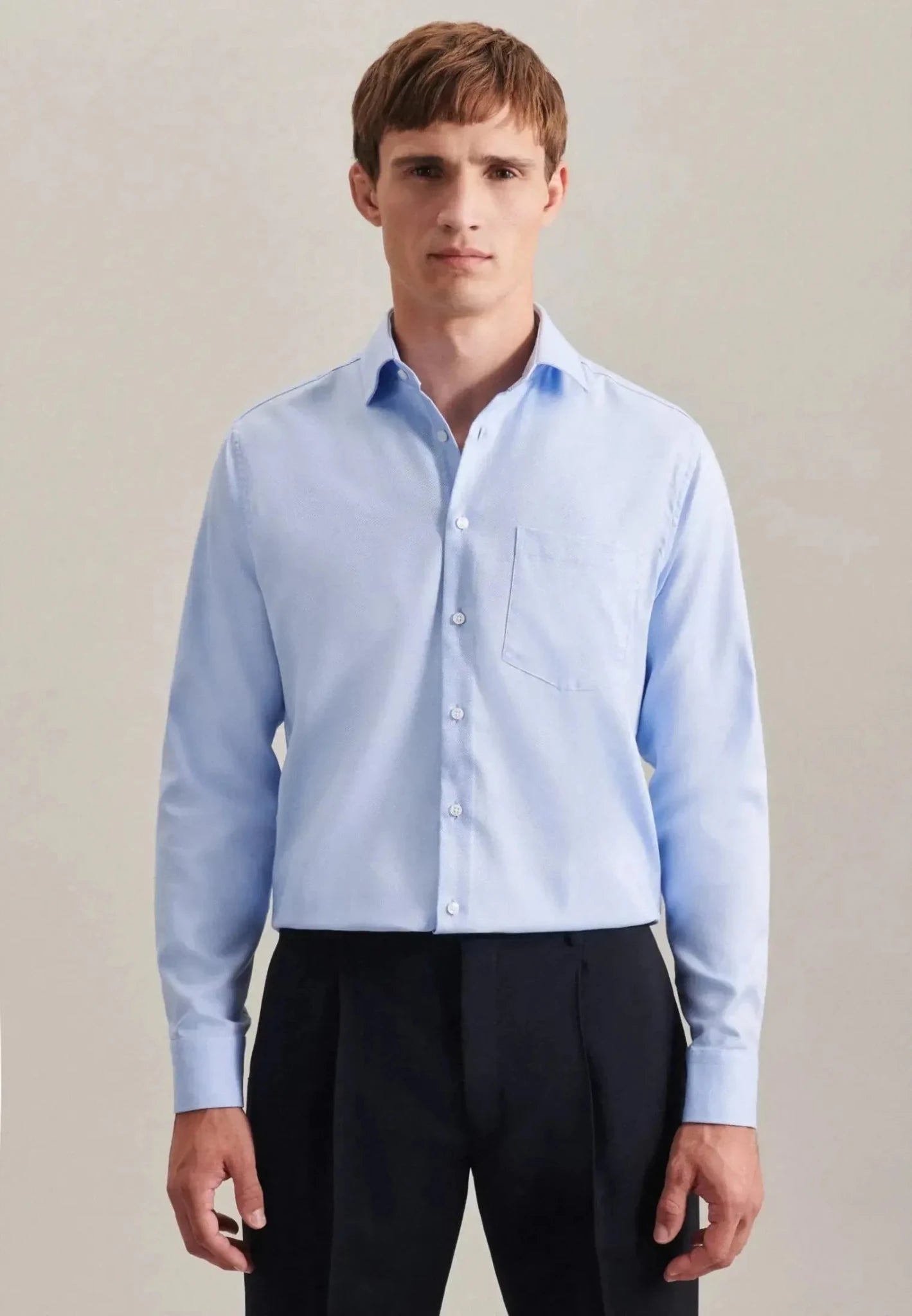 Seidensticker Regular Fit No Iron Kent Collar Business Shirt Light Blue - 01.153690-12-38 - seidensticker.co.uk