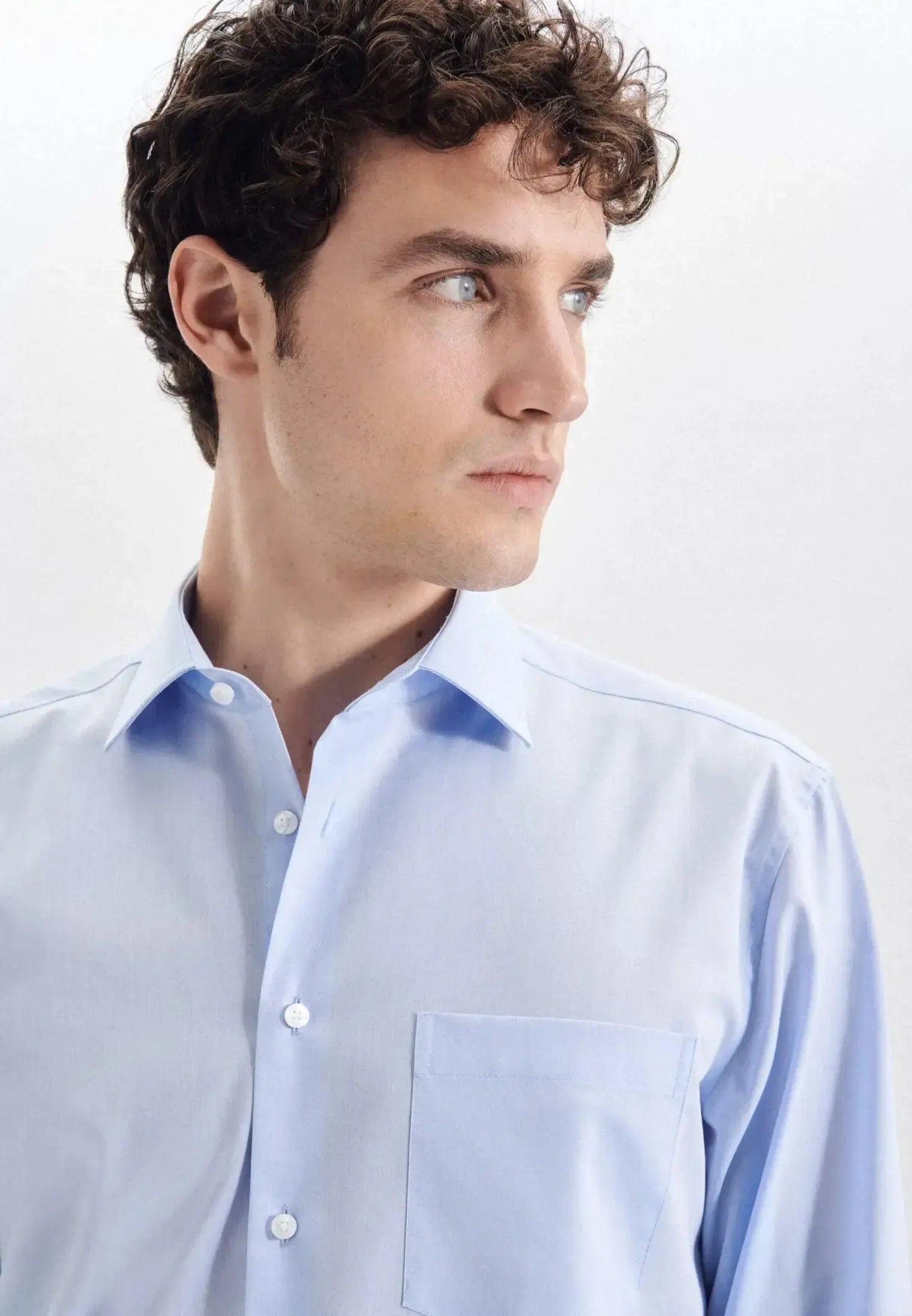 Regular Fit No Iron Kent Collar Business Shirt Light Blue-seidensticker uk