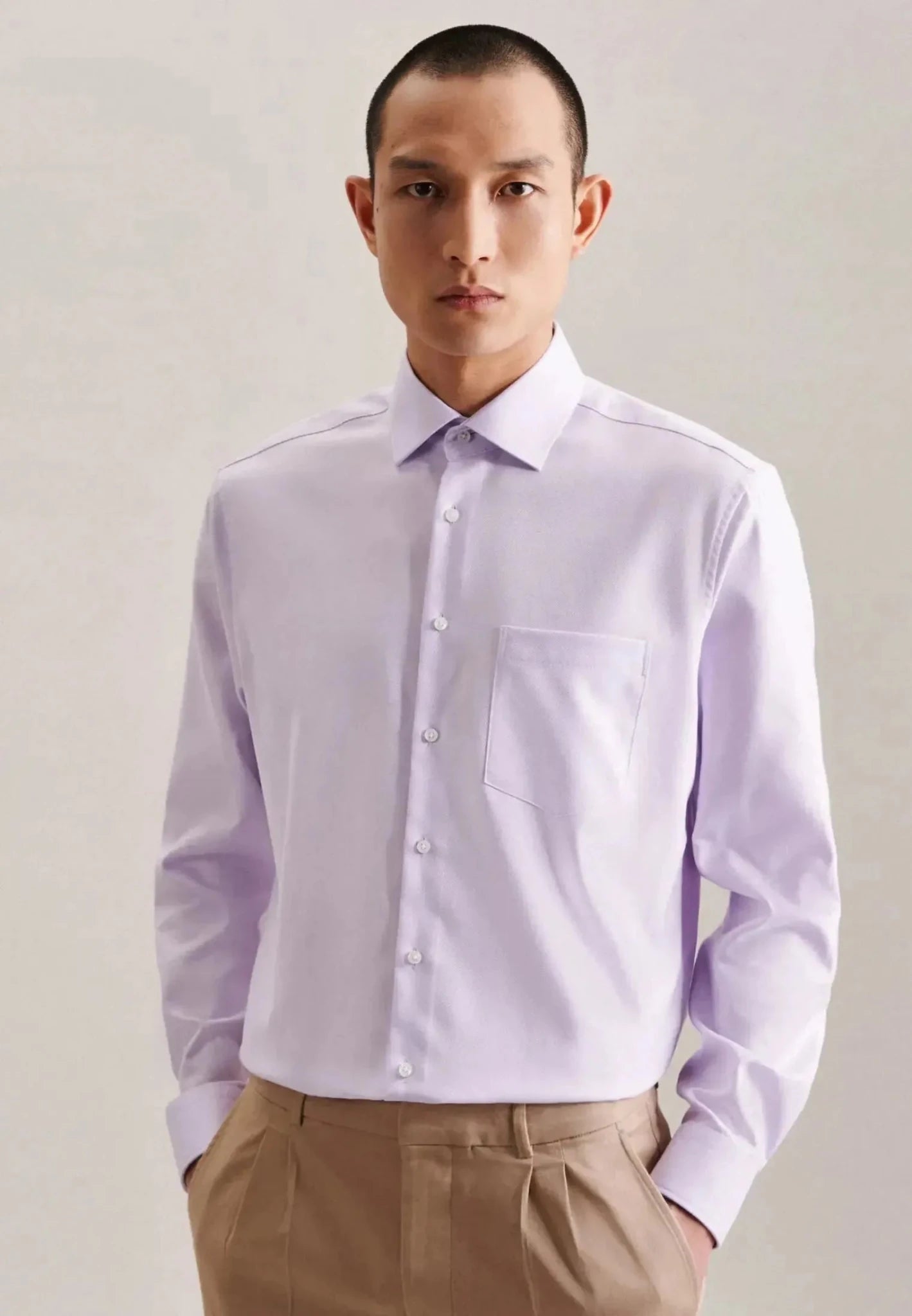 Seidensticker Regular Fit No Iron Kent Collar Business Shirt Light Purple - 01.153690-82-38 - seidensticker.co.uk