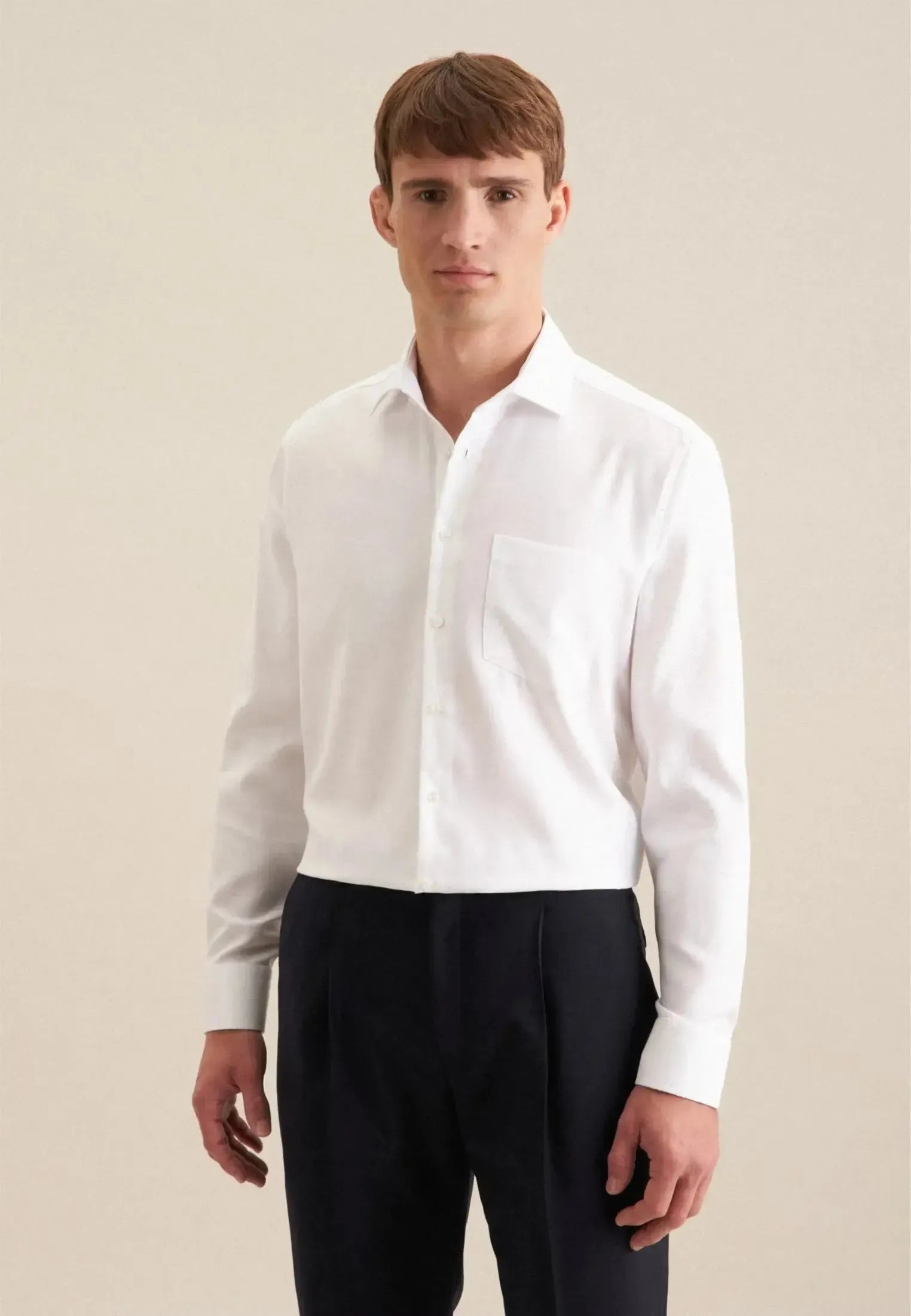 Regular Fit No Iron Kent Collar Business Shirt White-seidensticker uk